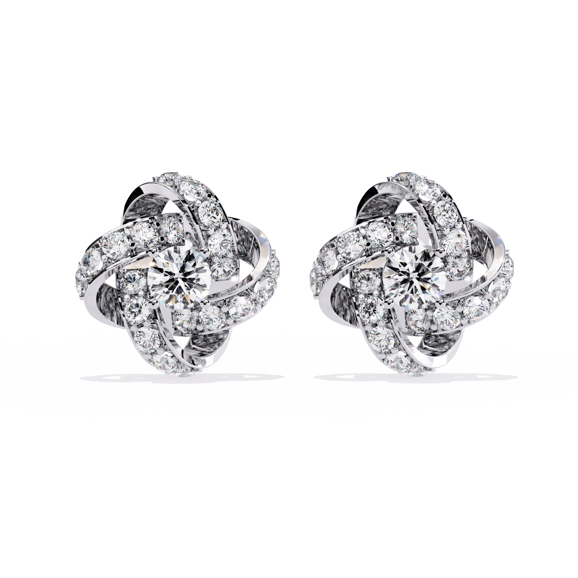 Adara – Interwoven Pavé Diamond Studs — diamond stud earrings — pave — lab grown diamond and natural diamond — 18k white gold and platinum — Carat House
