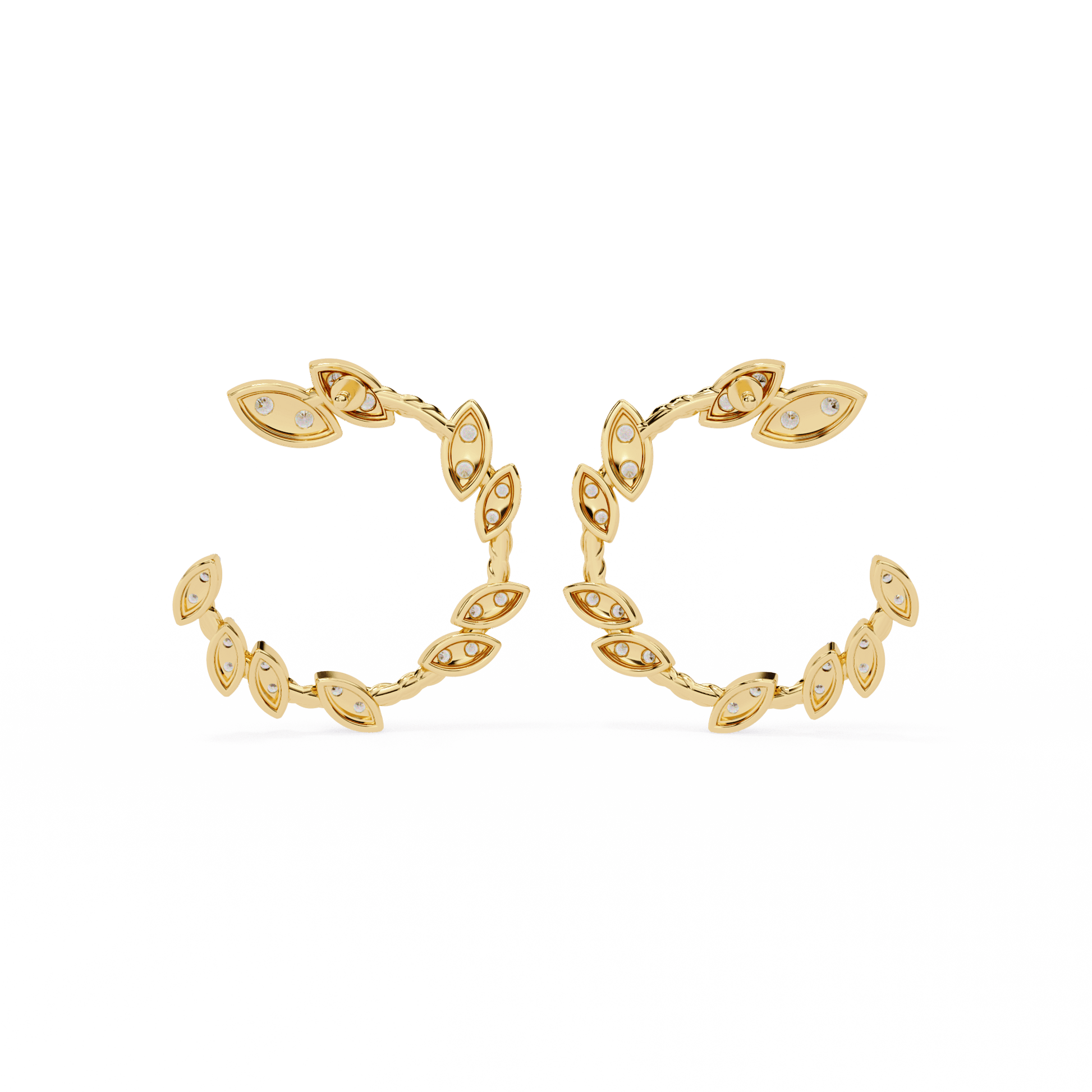 Avery Carat House Dubai marquise-inspired round diamond cluster stud earrings shown in close-up image.