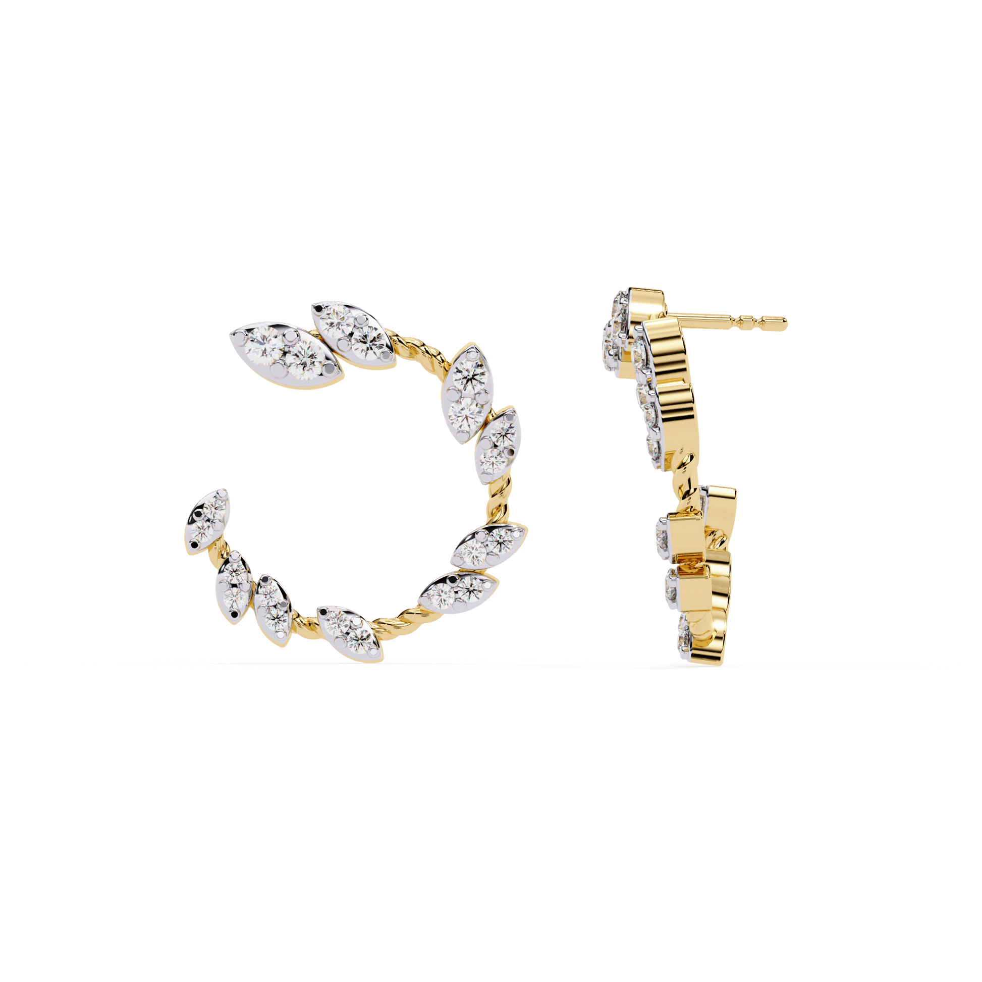 Avery Marquise-Inspired Round Diamond Cluster Stud Earrings by Carat House Dubai showcasing sparkling diamond cluster studs.