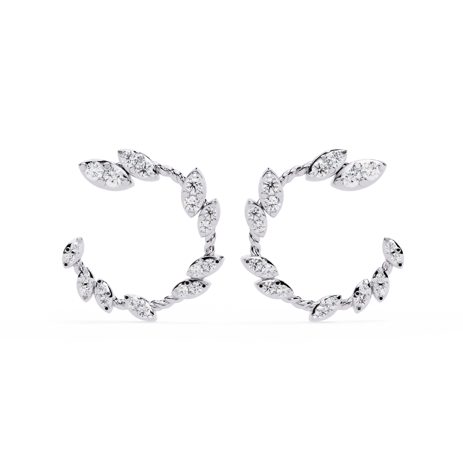 Avery – Marquise-Inspired Round Diamond Cluster Studs — diamond stud earrings — cluster — lab grown diamond and natural diamond — 18k white gold and platinum — Carat House