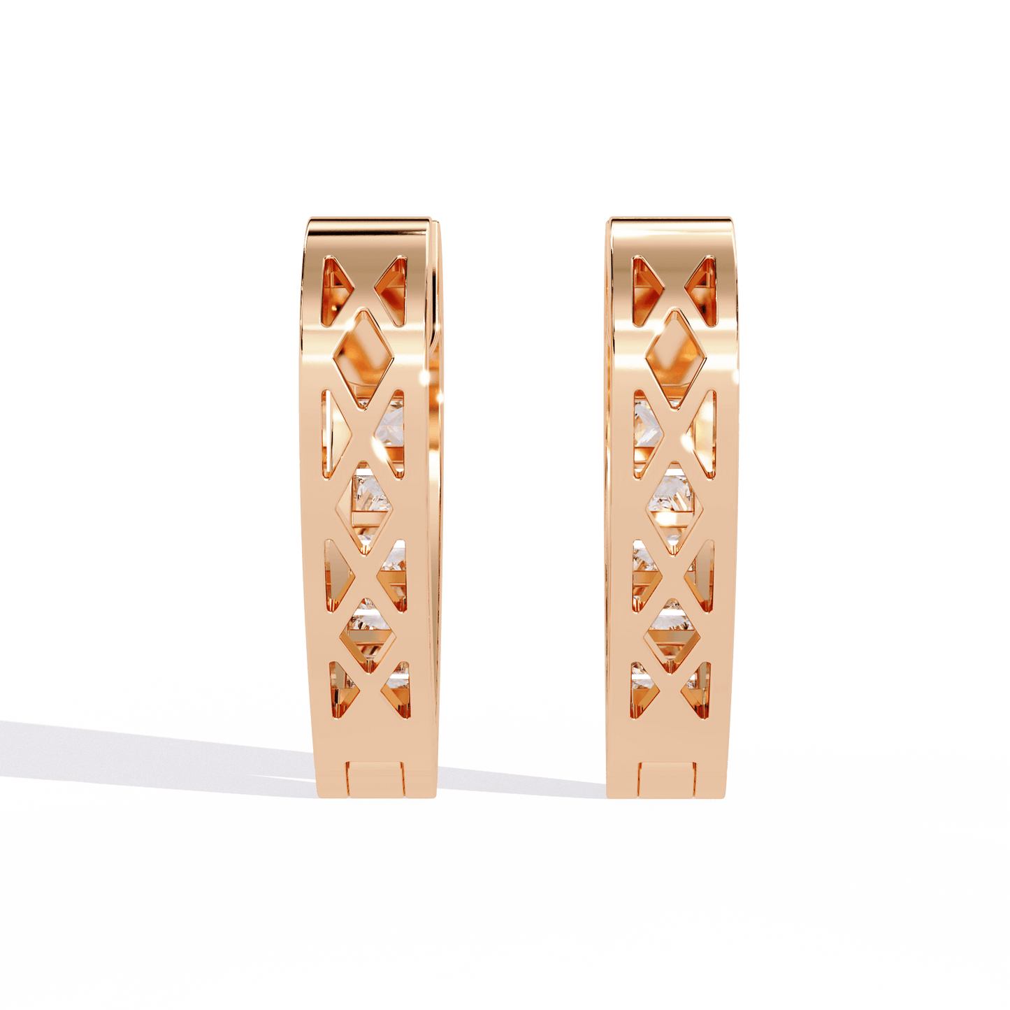 Jodi – Princess-Cut Diamond Hoop Earrings in Channel Setting