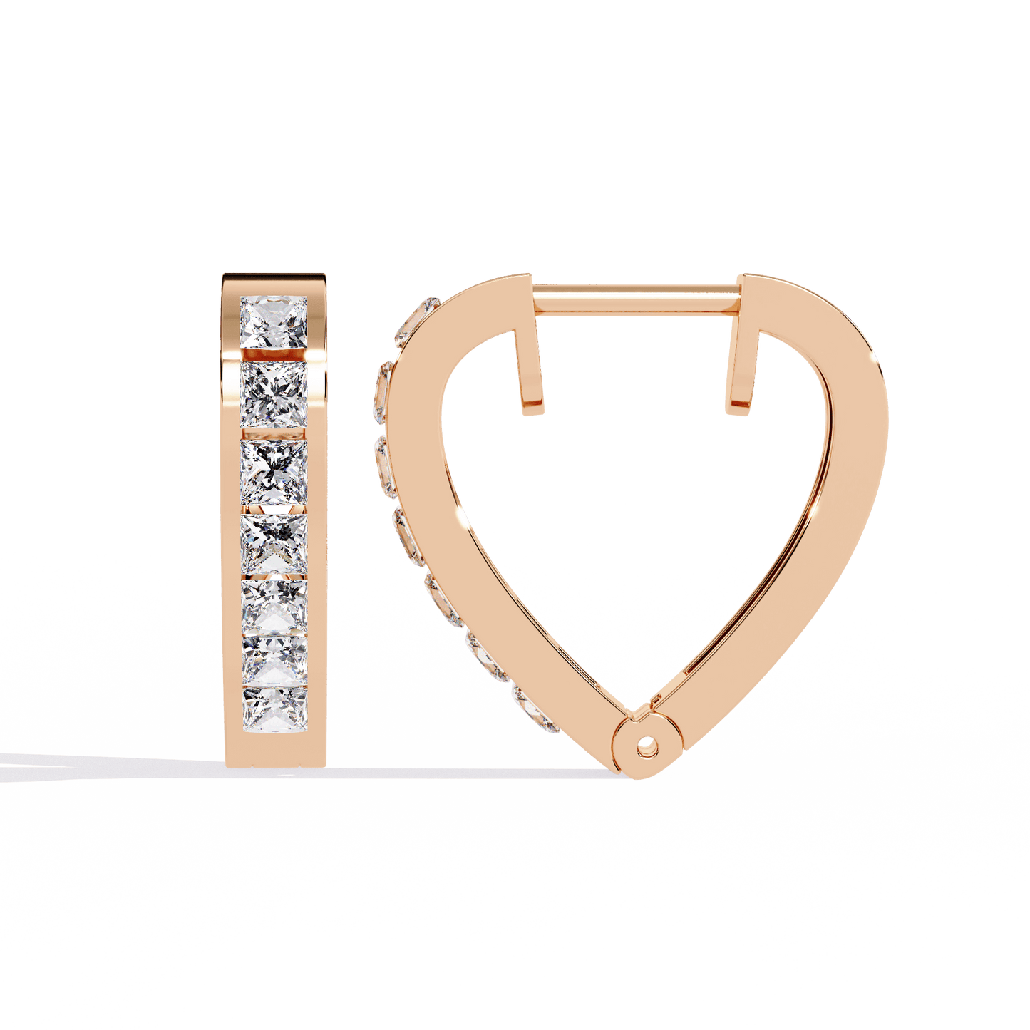 Jodi – Princess-Cut Diamond Hoop Earrings in Channel Setting