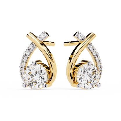 Diya – Diamond Curve Pavé Stud Earrings