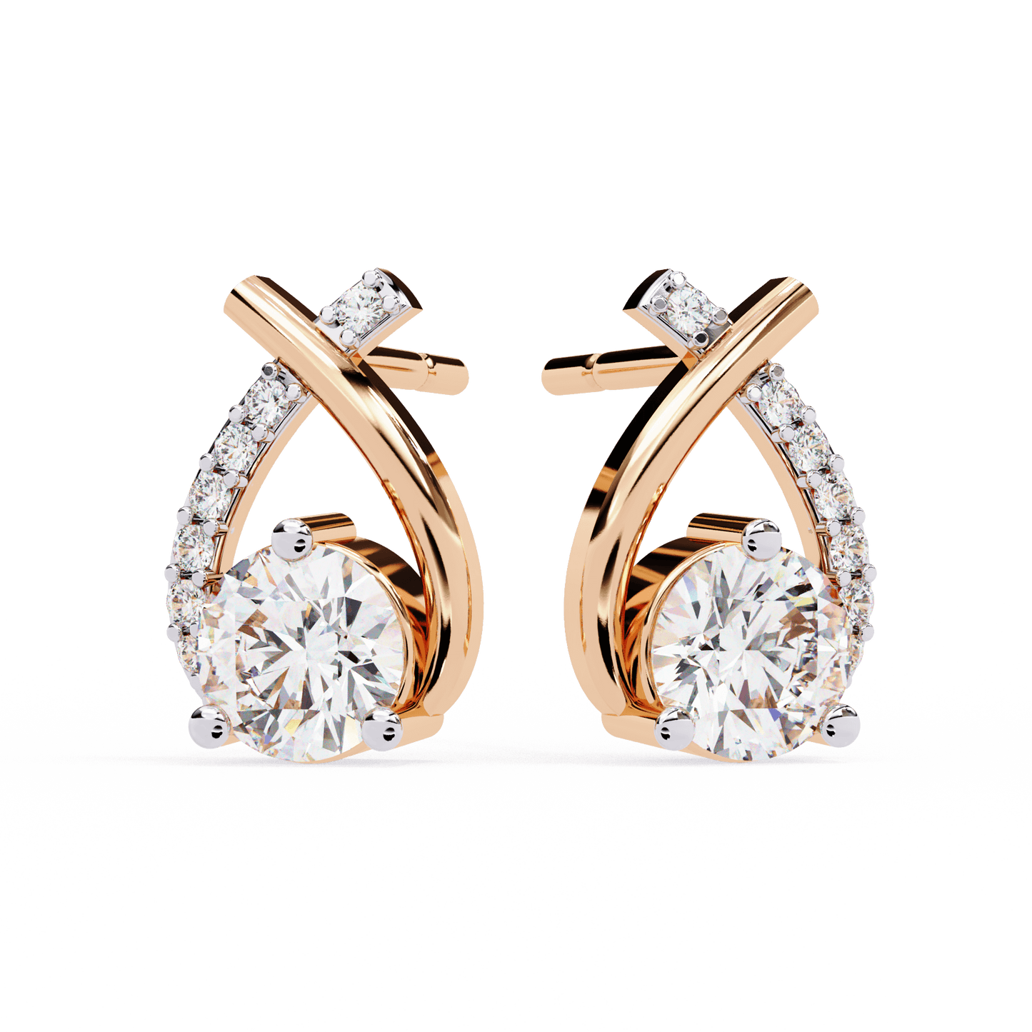 Diya – Diamond Curve Pavé Stud Earrings