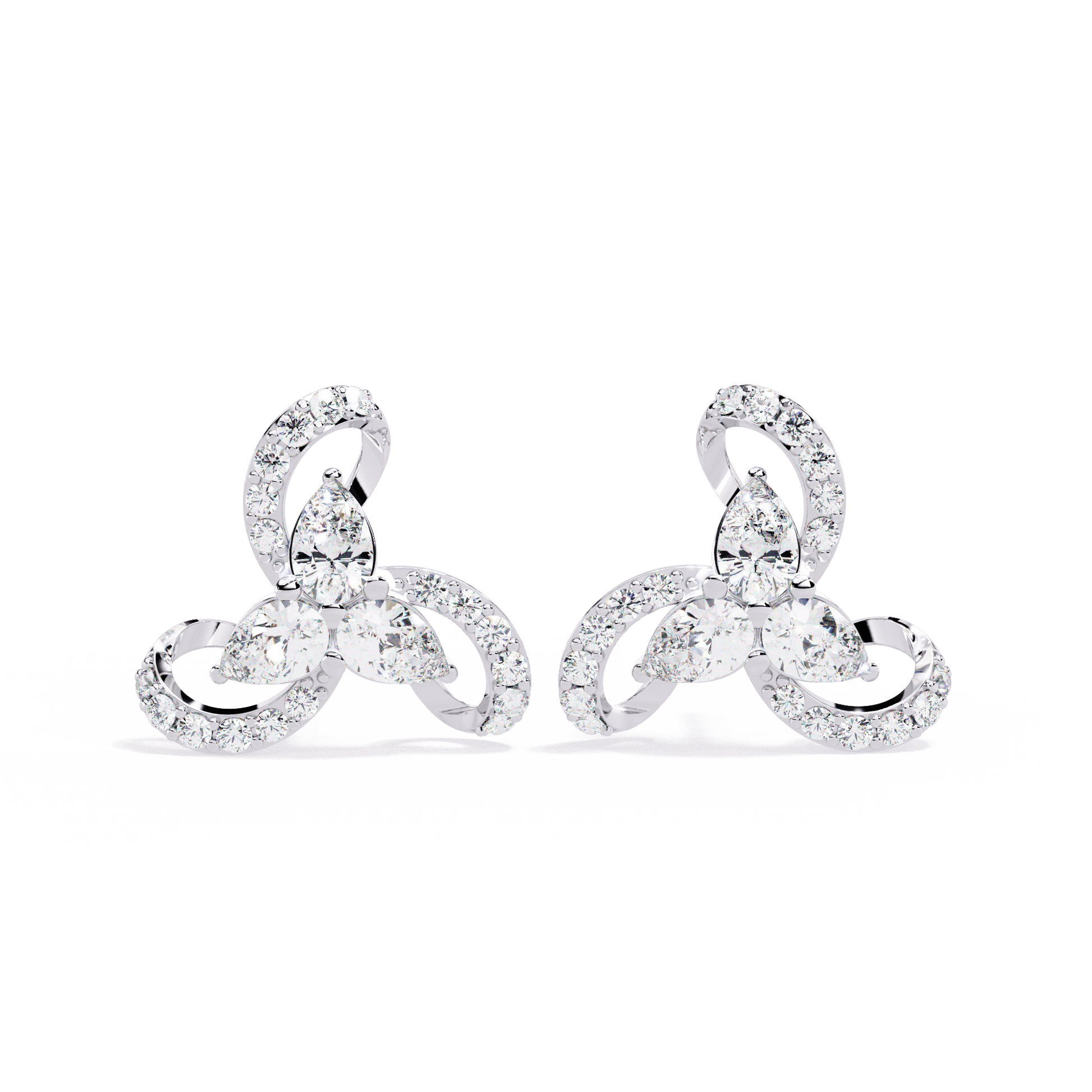 Desiree – Pear & Pavé Diamond Studs — diamond stud earrings — pave — lab grown diamond — 18k white gold and platinum — Carat House