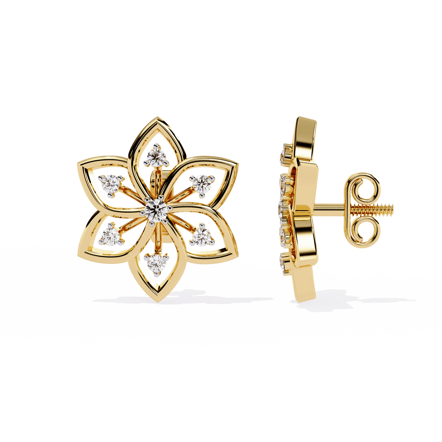 Deanna – Sculpted Floral Diamond Studs