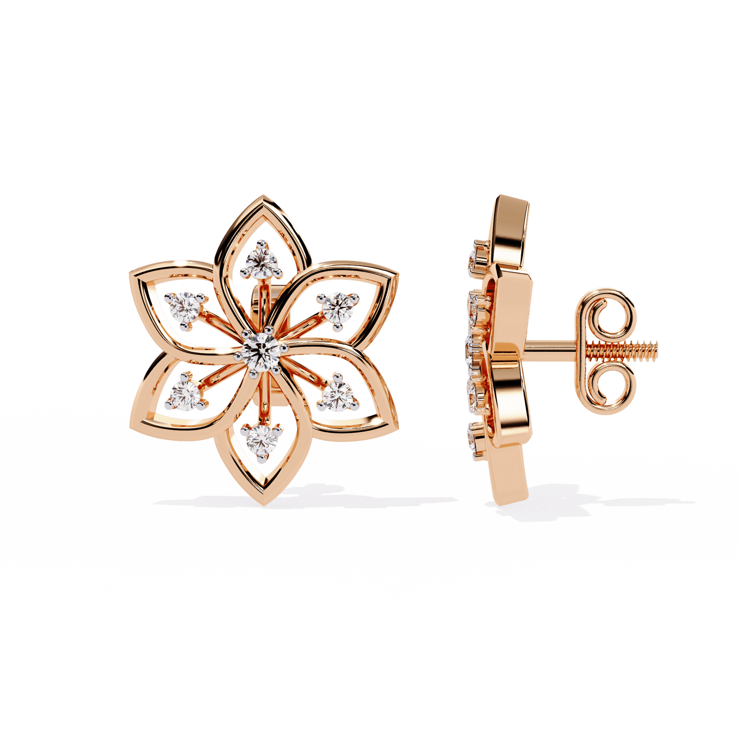 Deanna – Sculpted Floral Diamond Studs