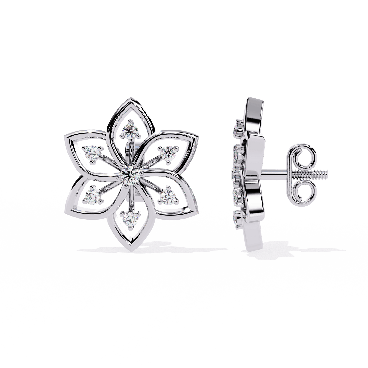 Deanna – Sculpted Floral Diamond Studs