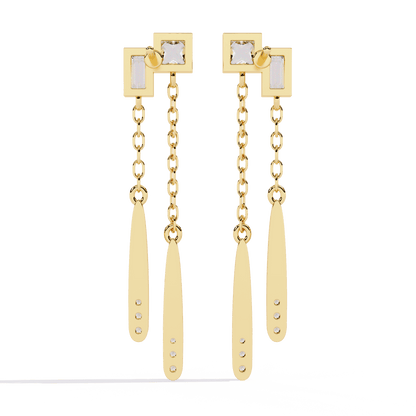 Ivana - Dual-Drop Princess and Baguette Diamond Earrings
