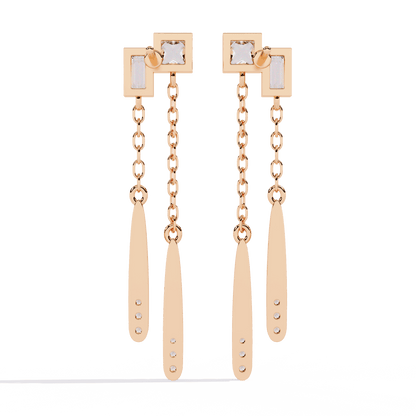 Ivana - Dual-Drop Princess and Baguette Diamond Earrings