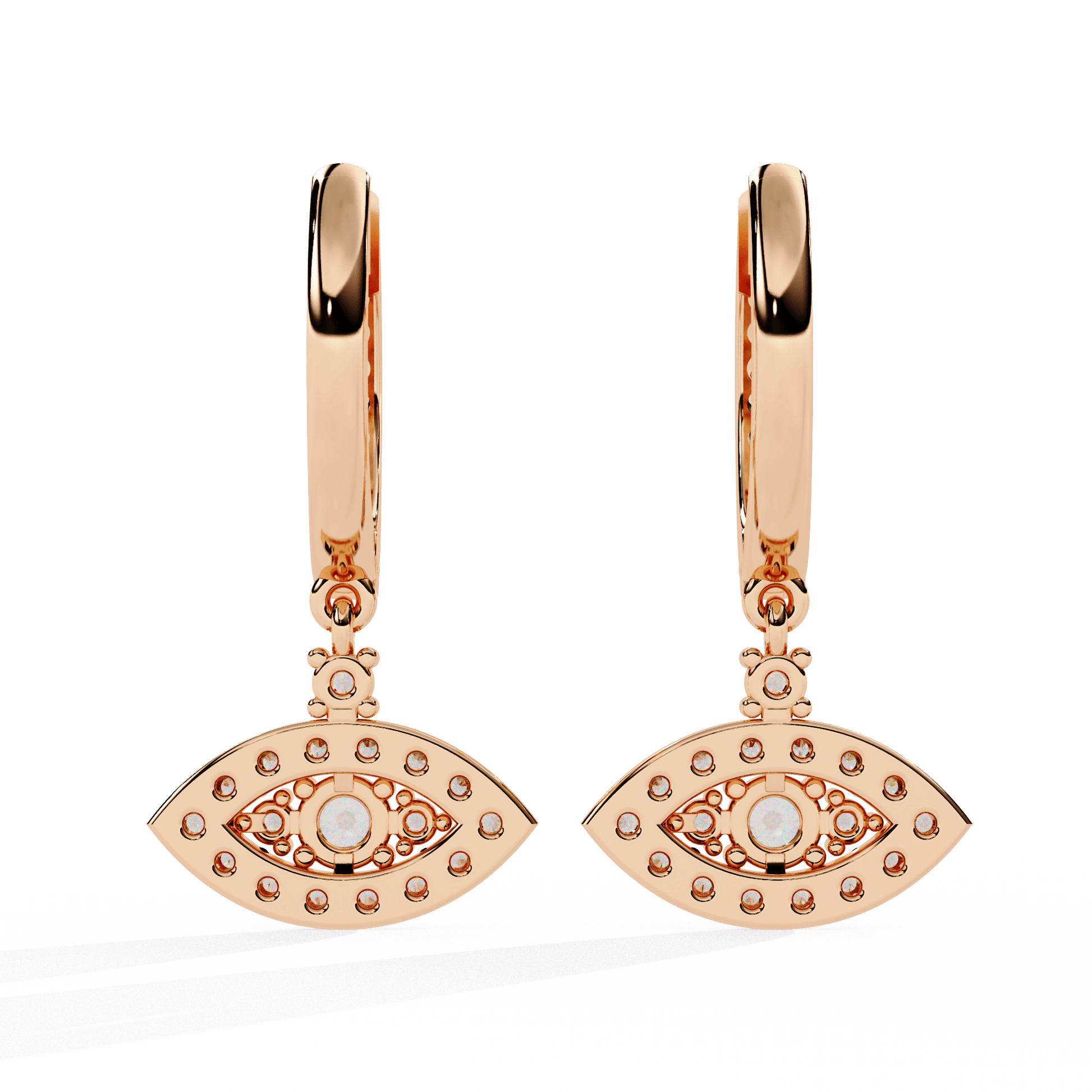 Diamond eye drop earrings with pavé hoop from Carat House Dubai featuring sparkling, elegant jewelry design.