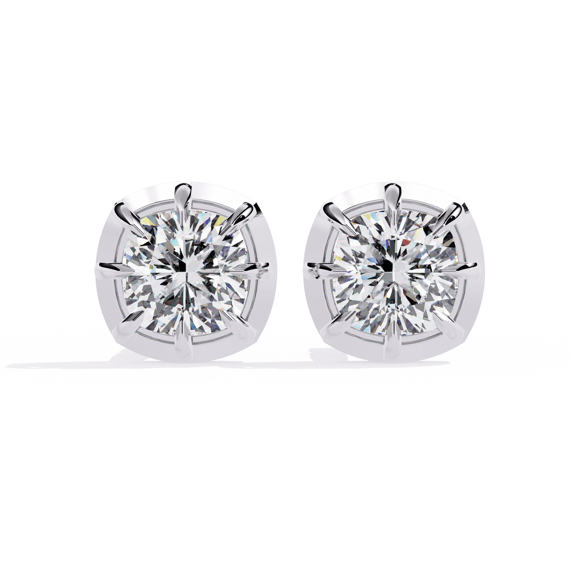 Autumn- Cushion-Cut Diamond Studs in Bezel-Prong Setting — diamond stud earrings — lab grown diamond and natural diamond — 18k white gold and platinum — Carat House