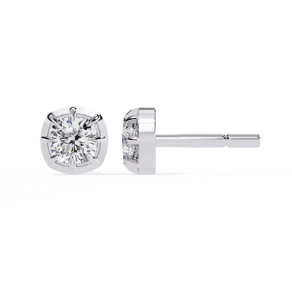 Autumn- Cushion-Cut Diamond Studs in Bezel-Prong Setting