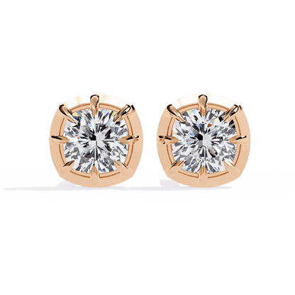 Autumn- Cushion-Cut Diamond Studs in Bezel-Prong Setting