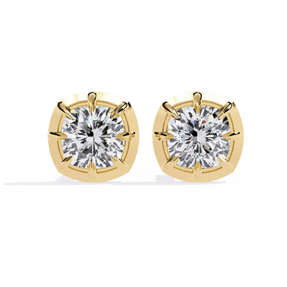 Autumn- Cushion-Cut Diamond Studs in Bezel-Prong Setting