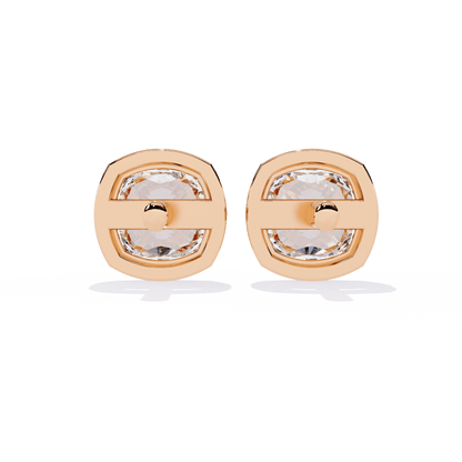 Autumn- Cushion-Cut Diamond Studs in Bezel-Prong Setting