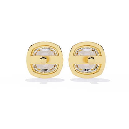 Autumn- Cushion-Cut Diamond Studs in Bezel-Prong Setting