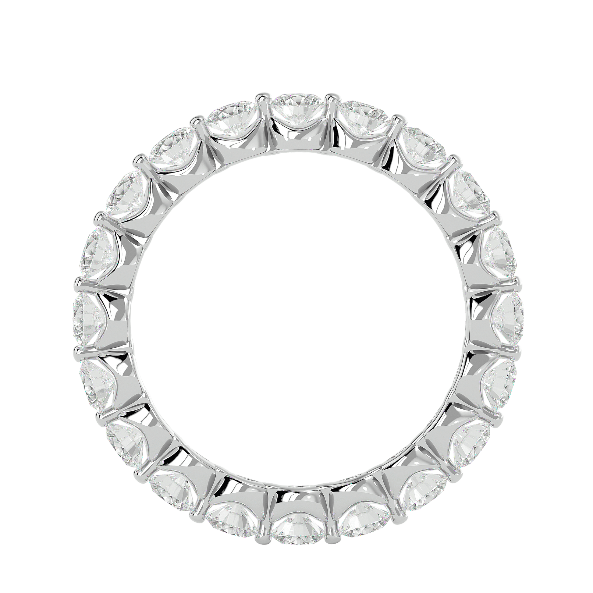Alessia shared prong eternity band by Carat House Dubai featuring sparkling gemstones in a continuous circle design.