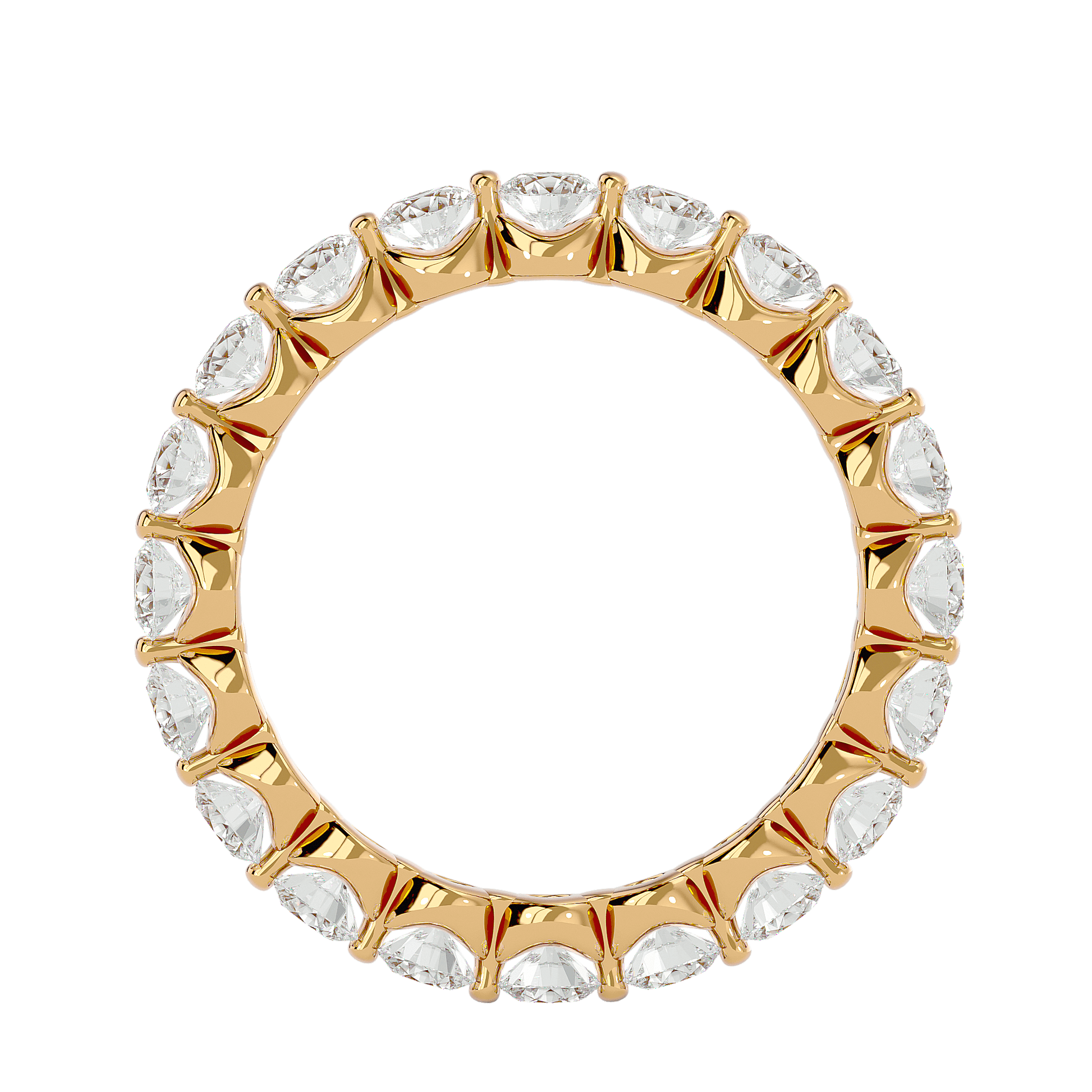 Alessia shared prong eternity band by Carat House Dubai featuring sparkling diamonds in a continuous circle design.