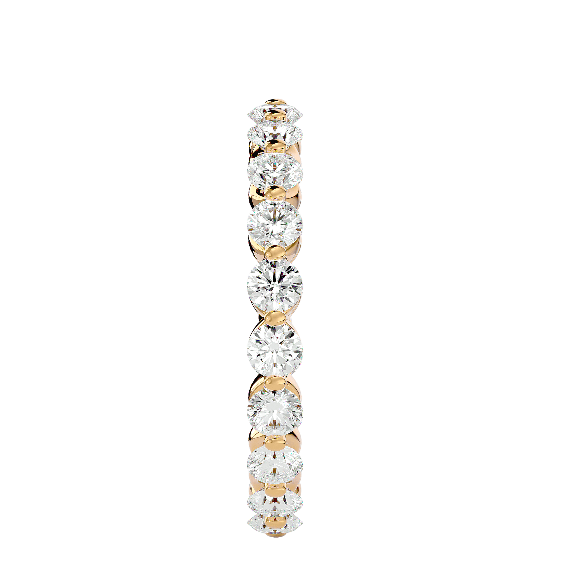 Alessia shared prong eternity band by Carat House Dubai featuring a continuous row of sparkling gemstones on a sleek gold ring.