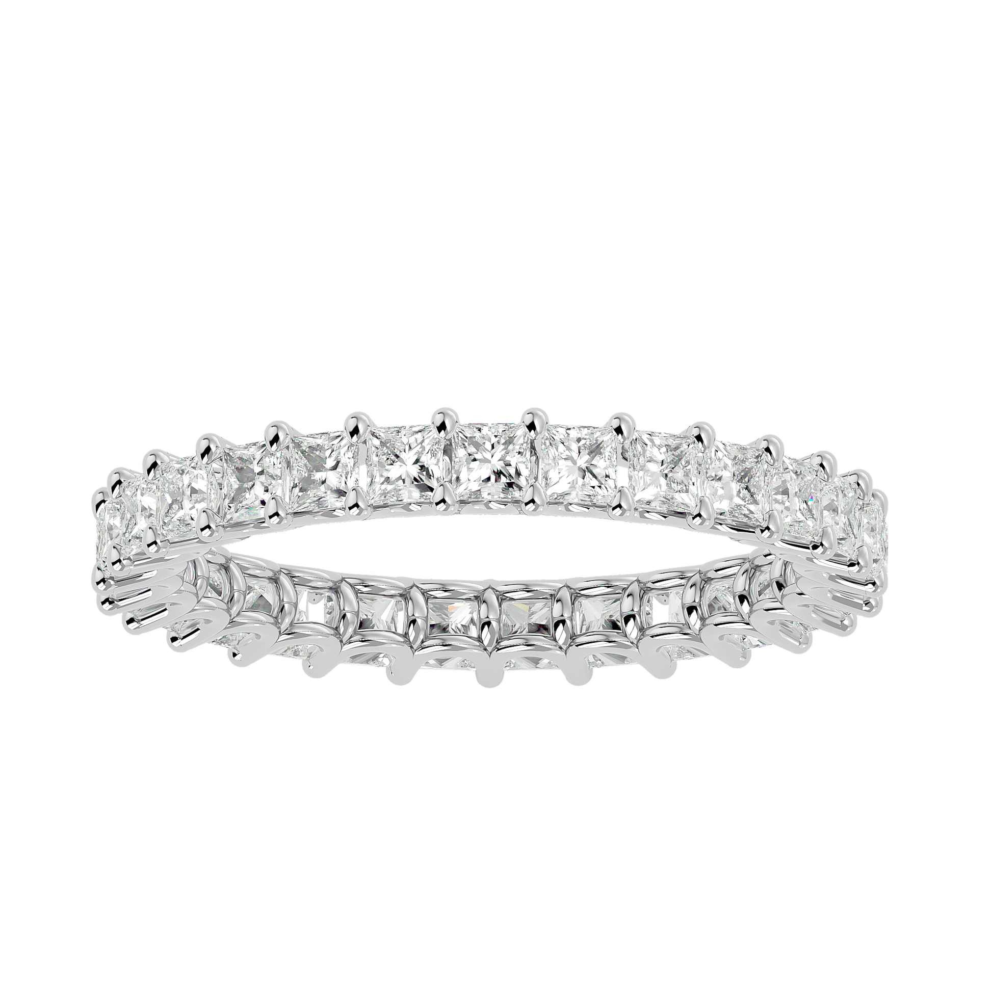 Jacinta – Princess-Cut U-Prong Full Eternity Band — women's diamond wedding ring — U-prong — lab grown diamond and natural diamond — 18k white gold and platinum — Carat House
