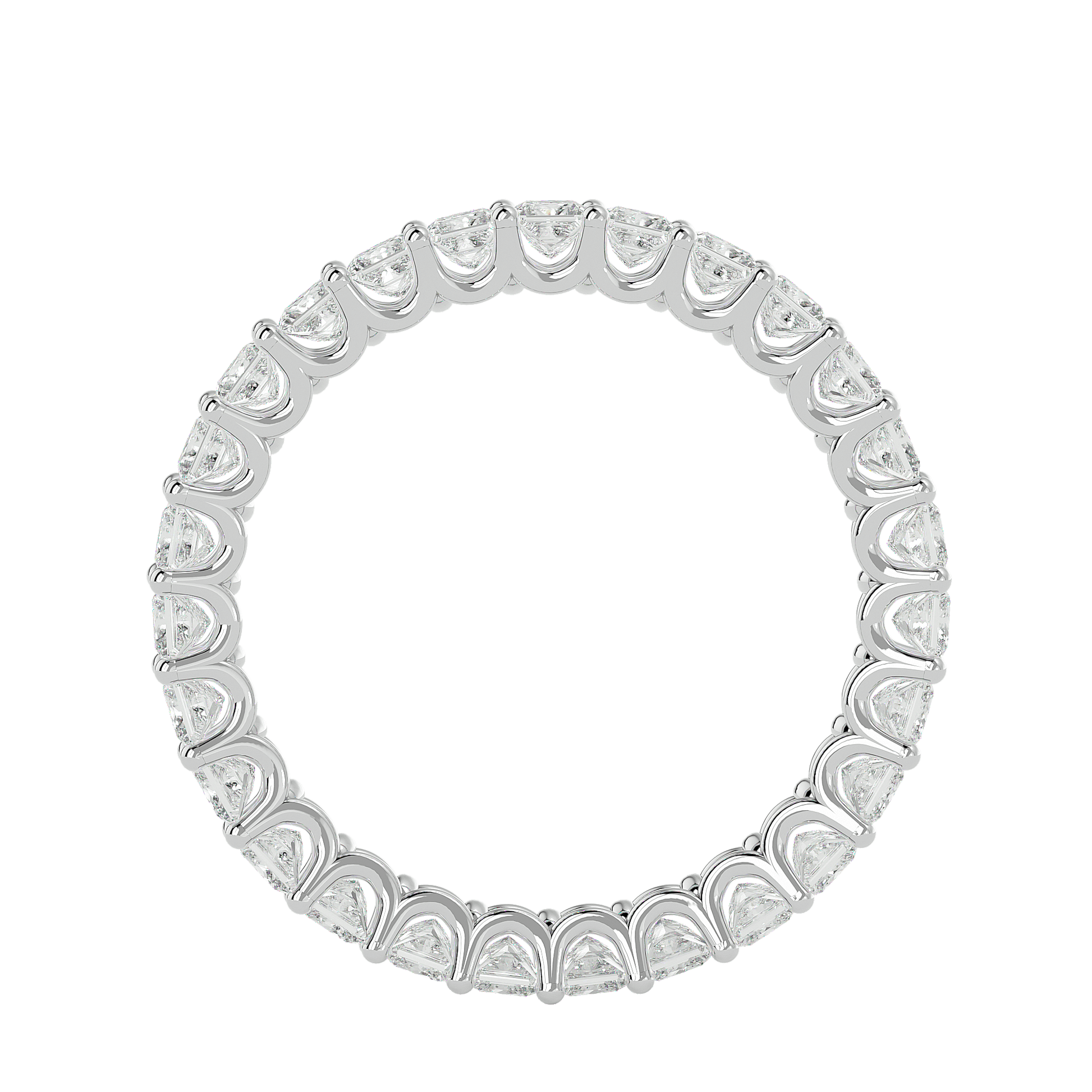 Diamond eternity band with princess-cut stones in a U-prong setting, crafted by Carat House Dubai.