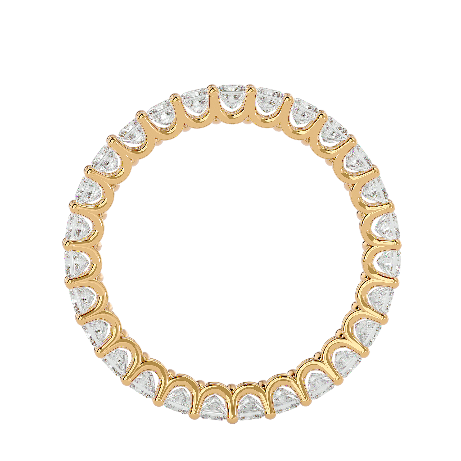 Elegant princess-cut diamond eternity band by Carat House Dubai featuring a U-prong setting in a full eternity design.