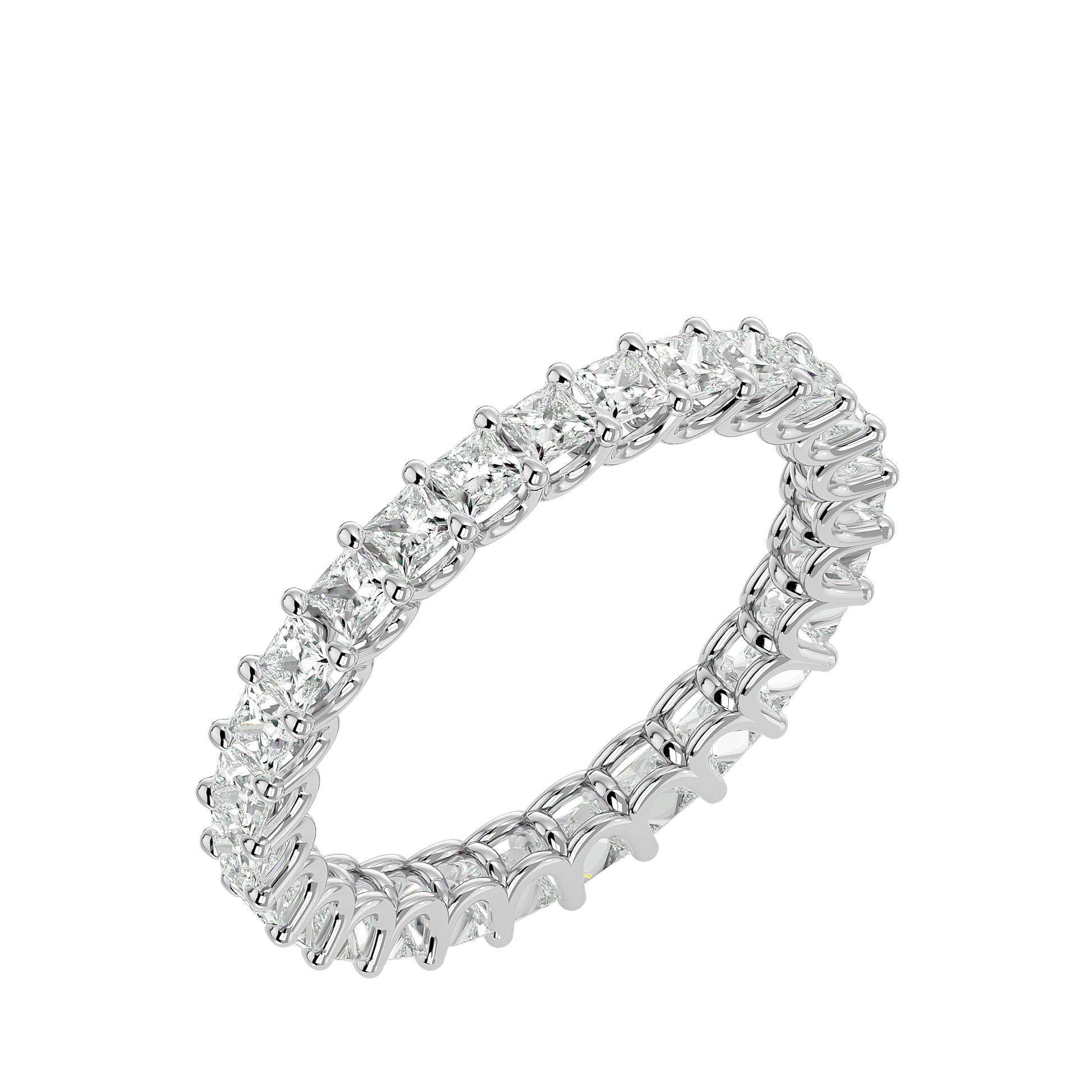 Jacinta princess-cut U-prong full eternity band by Carat House Dubai showing sparkling diamond band on a white background