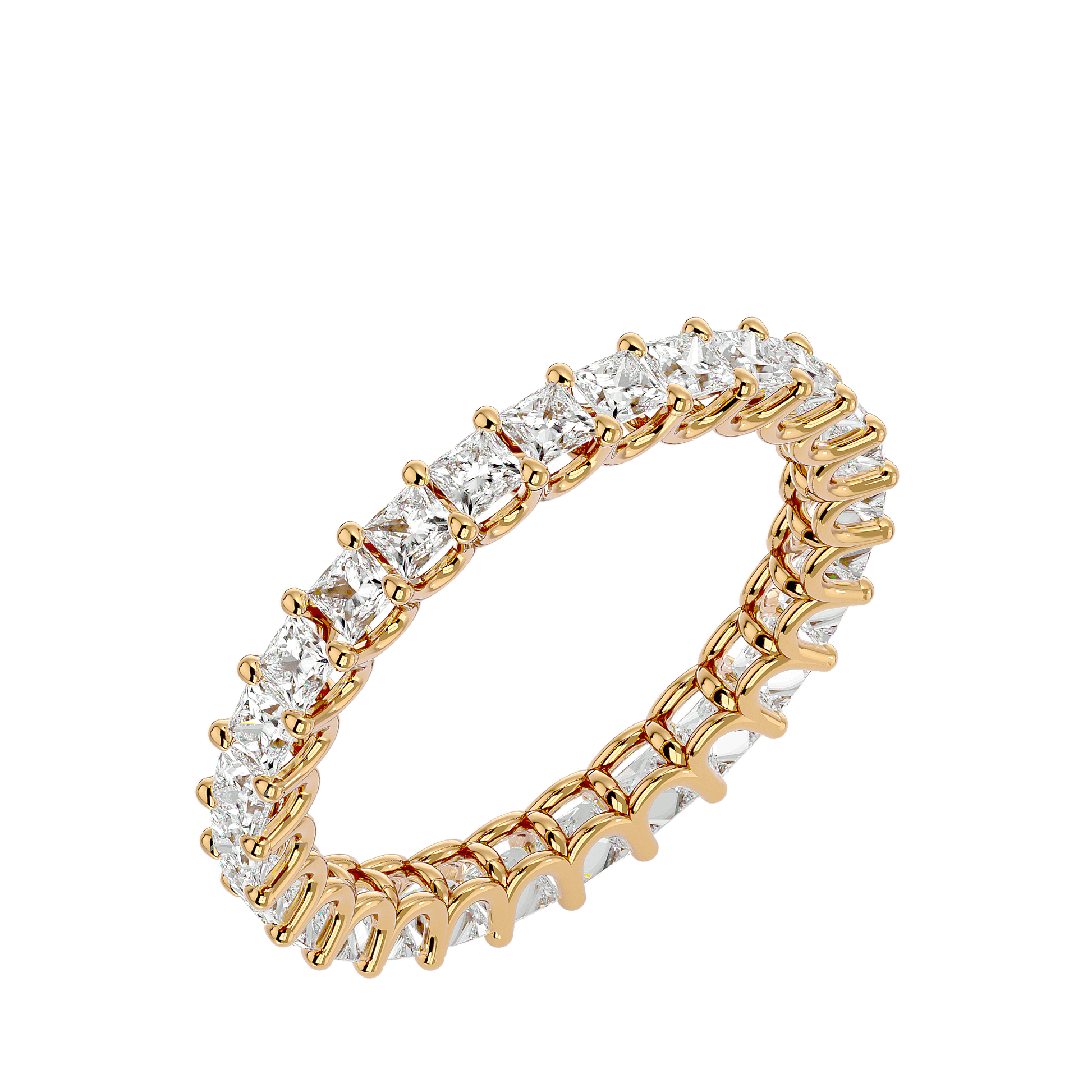 Diamond princess-cut U-prong eternity band by Carat House Dubai featuring a continuous row of sparkling full eternity diamonds.