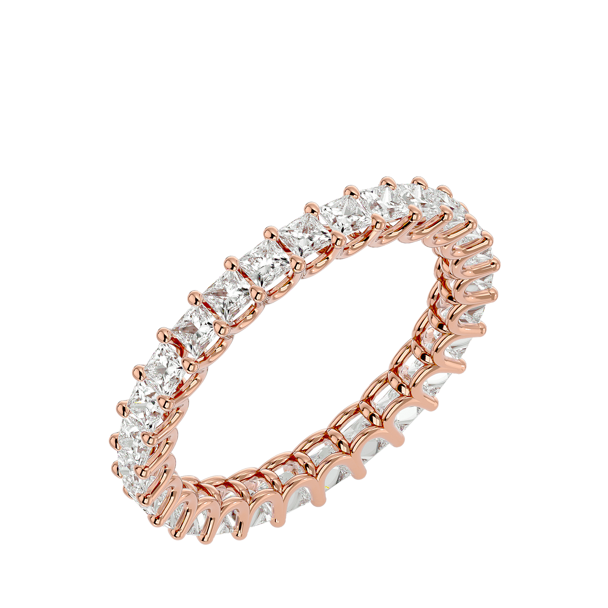 Jacinta princess-cut U-prong full eternity band by Carat House Dubai, featuring sparkling diamonds in a continuous circle.