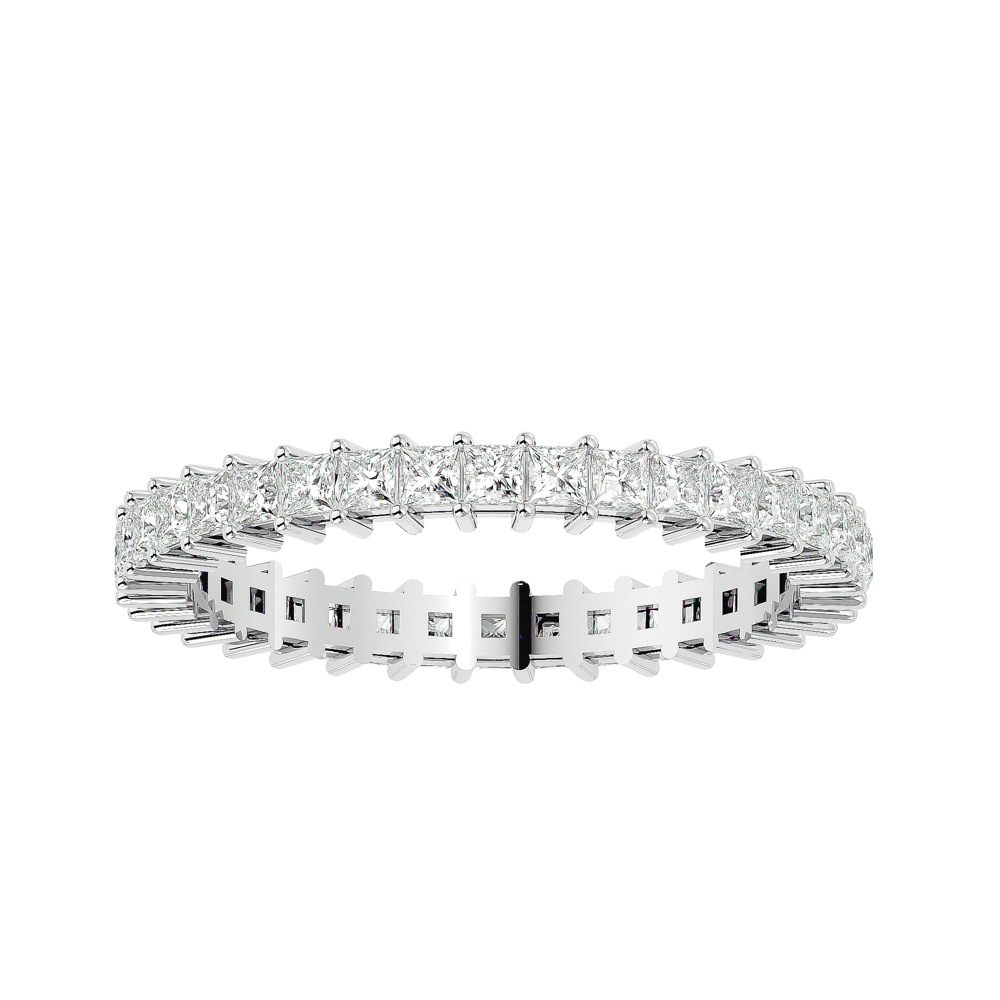 Bellamy – Princess-Cut Full Eternity Band in Basket Setting — women's diamond wedding ring — lab grown diamond and natural diamond — 18k white gold and platinum — Carat House