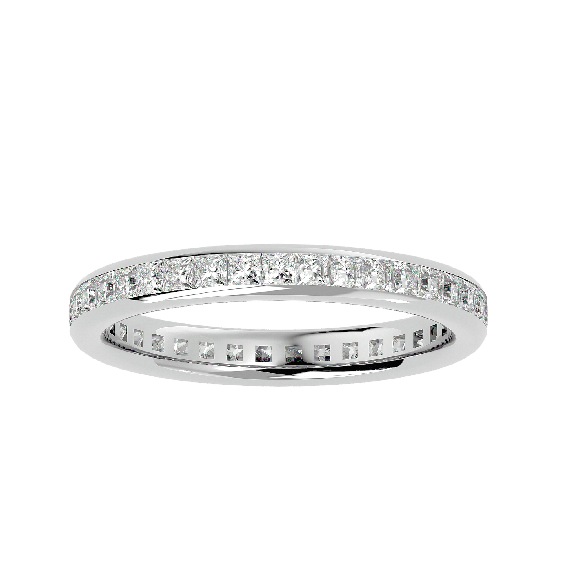 Vanessa – Princess-Cut Diamond Channel-Set Full Eternity Band — women's diamond wedding ring — channel set — lab grown diamond and natural diamond — 18k white gold and platinum — Carat House