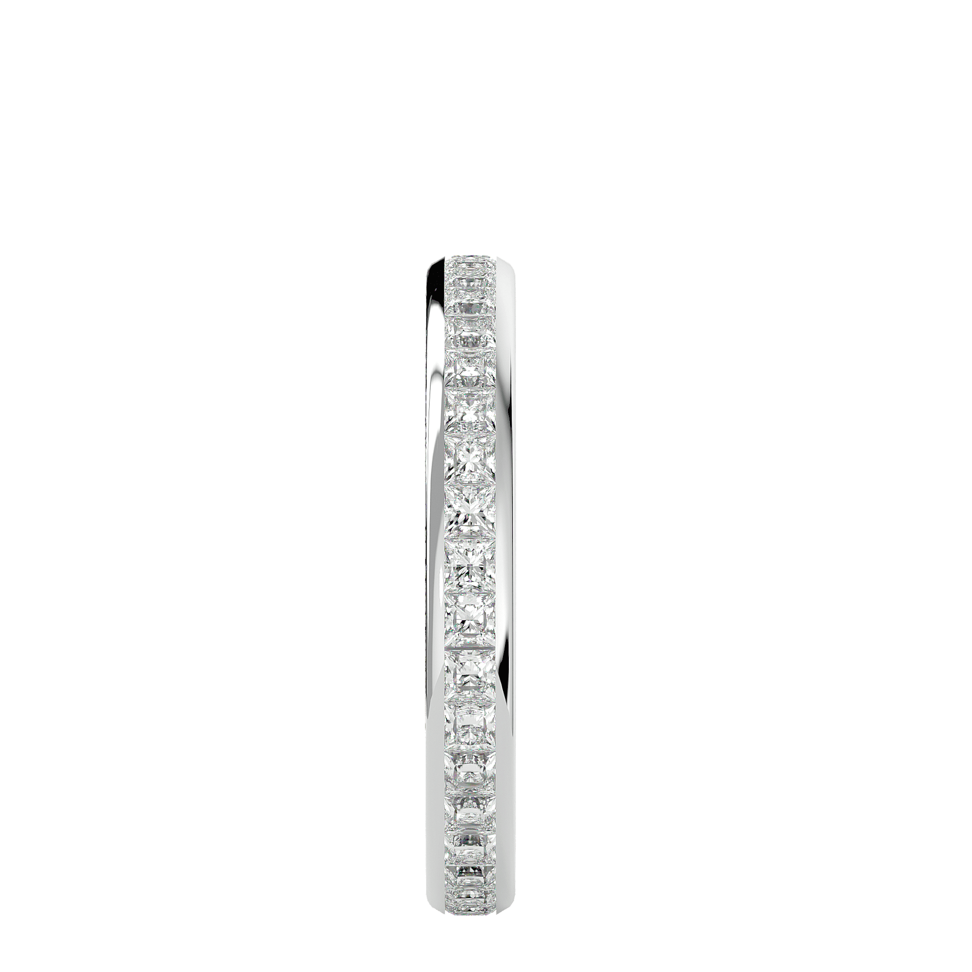 Vanessa princess-cut diamond channel-set full eternity band by Carat House Dubai, showcasing sparkling diamonds in a sleek platinum setting.