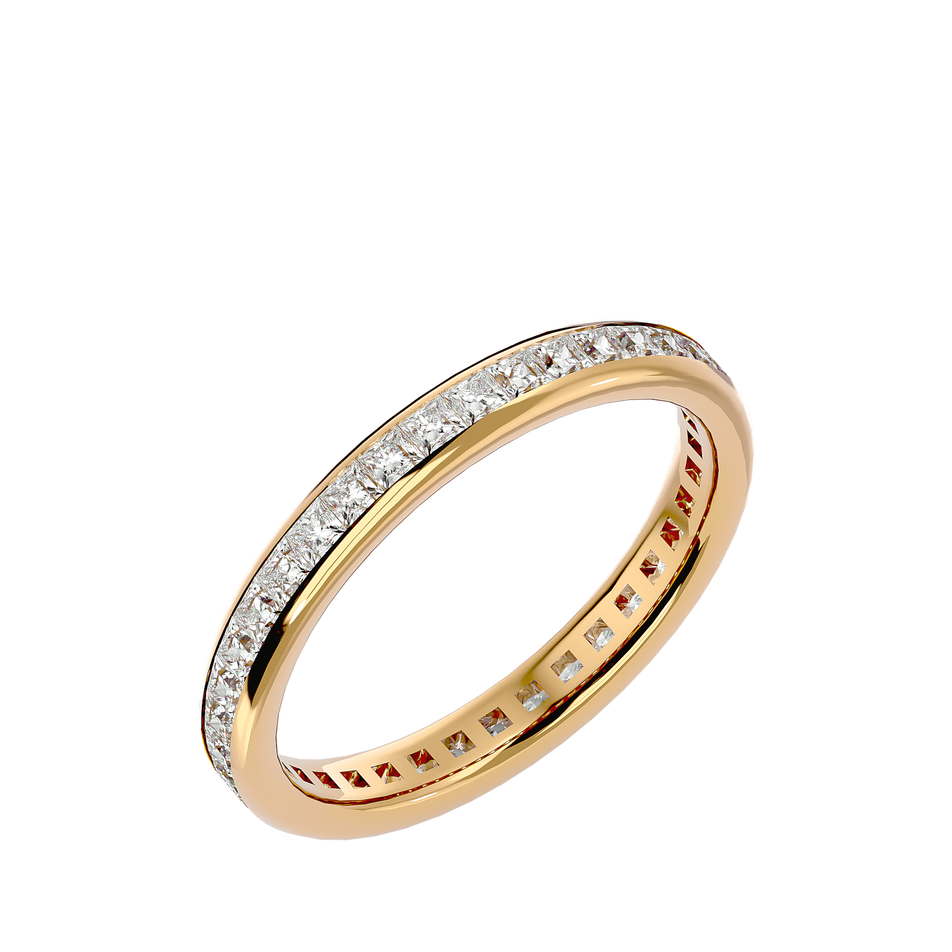 Vanessa princess-cut diamond channel-set full eternity band by Carat House Dubai, featuring sparkling diamonds in a sleek platinum setting.