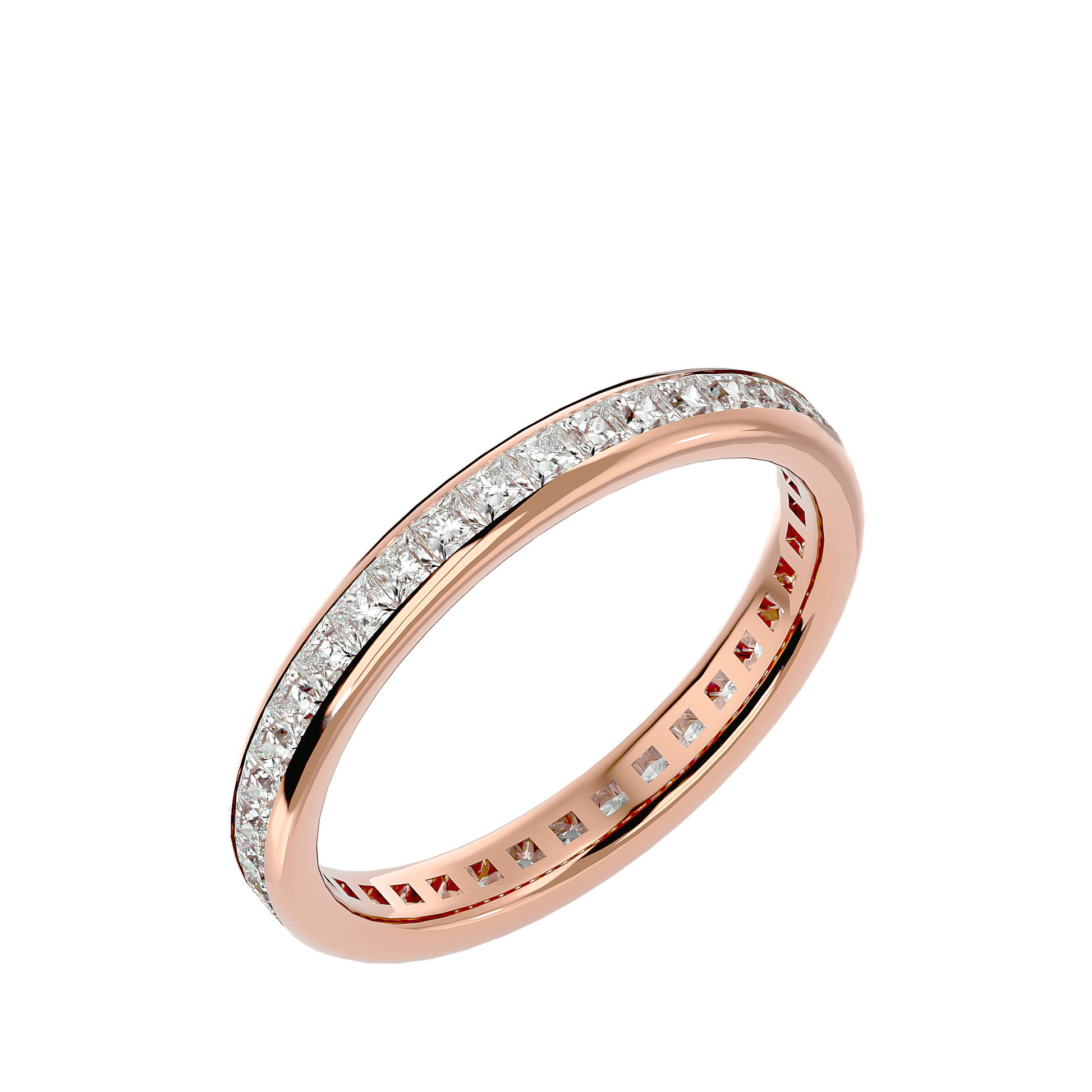 Vanessa Princess-Cut Diamond Channel-Set Full Eternity Band by Carat House Dubai, showcasing sparkling diamonds in a sleek platinum setting.