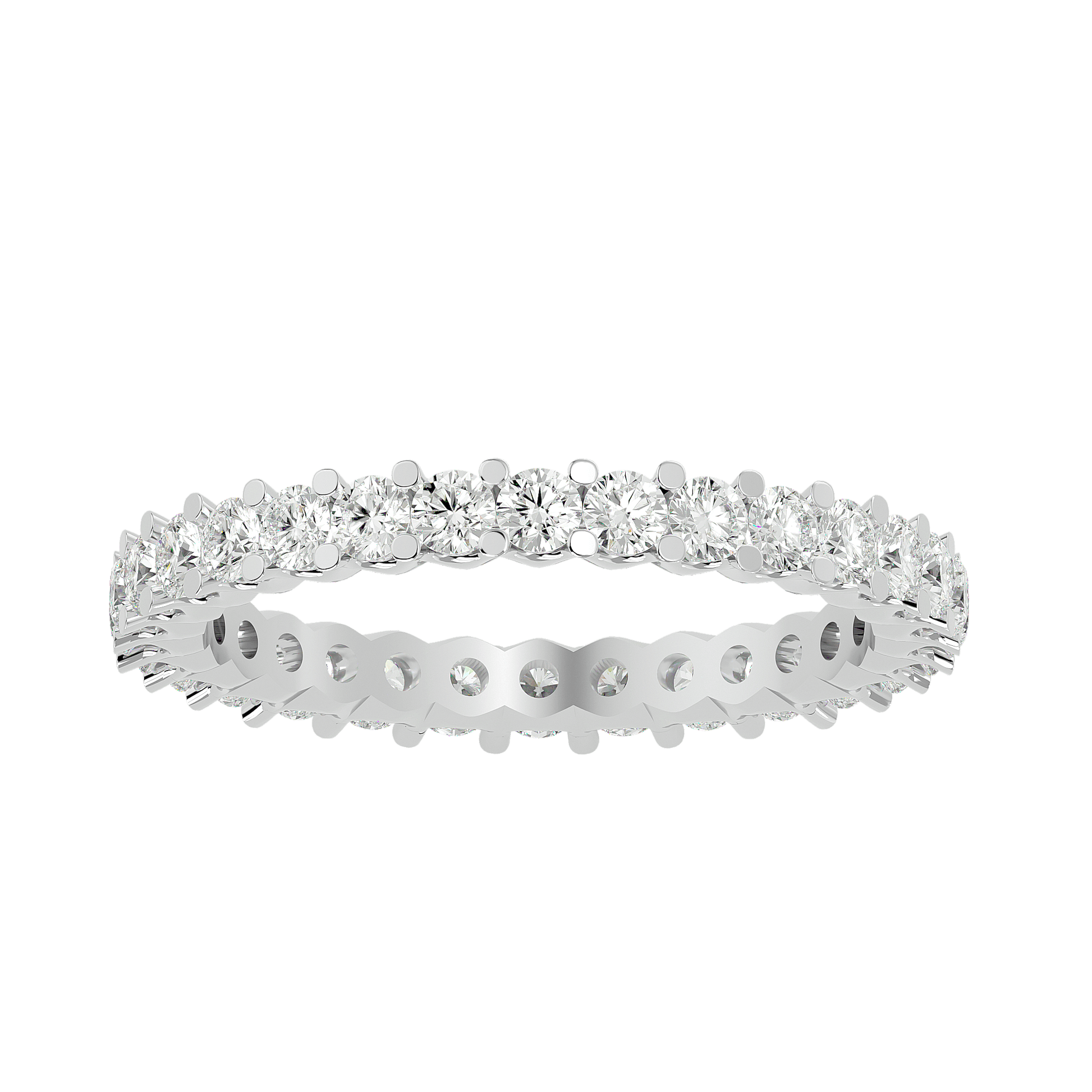 Angelique — women's diamond wedding ring — shared prong — lab grown diamond and natural diamond — 18k white gold and platinum — Carat House