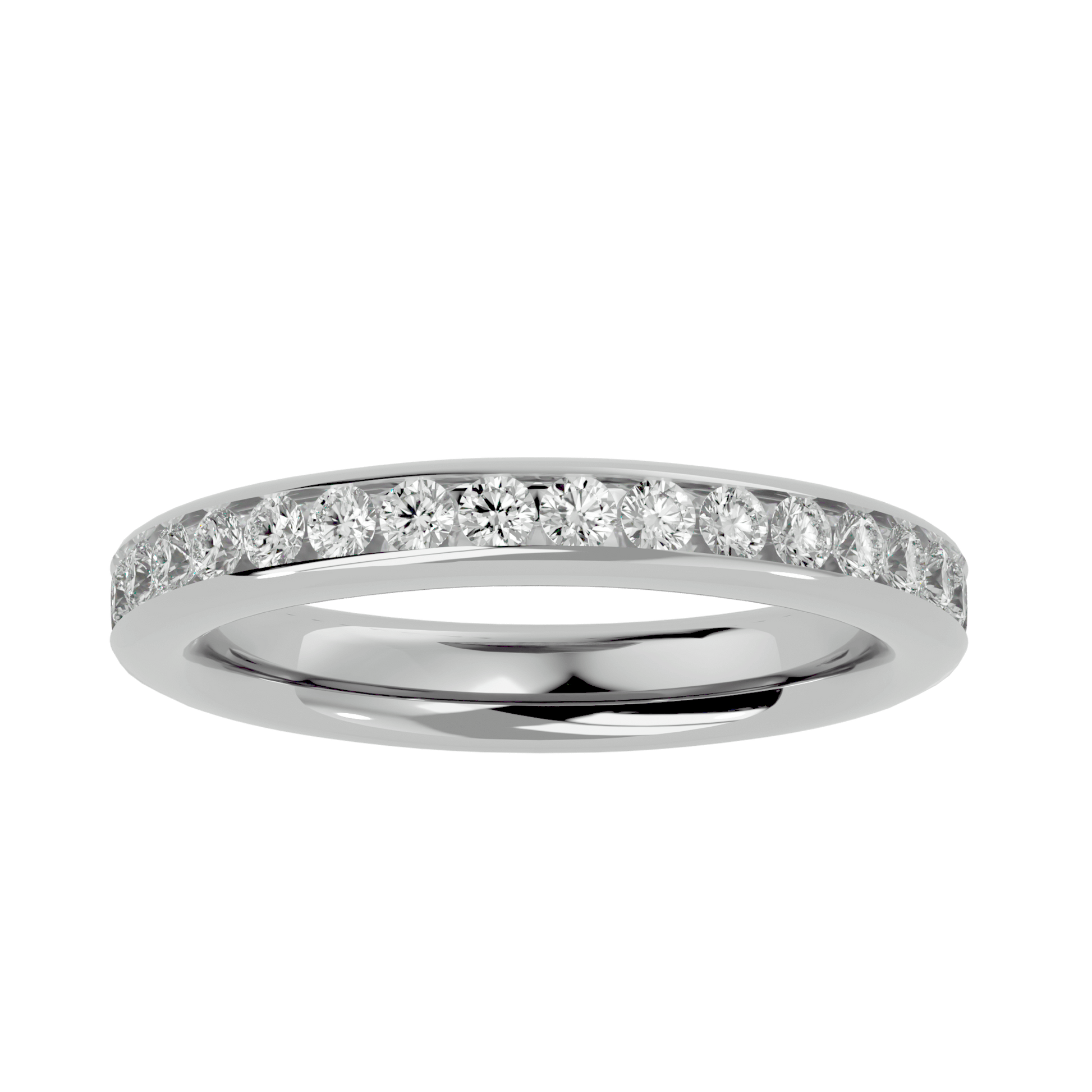 Coraline– The  Channel-Set Eternity Band — women's diamond wedding ring — channel set — lab grown diamond and natural diamond — 18k white gold and platinum — Carat House