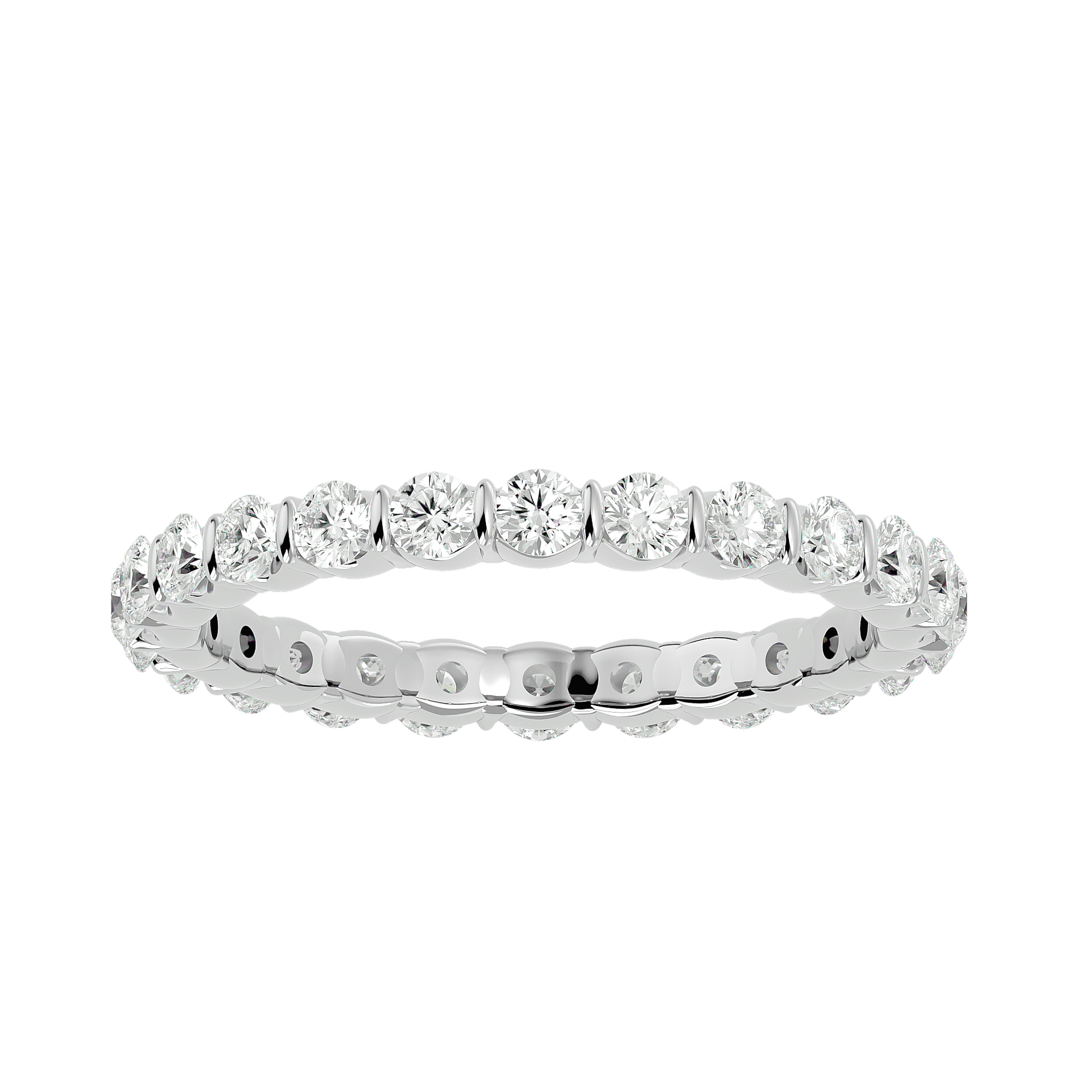 Elodie – The Scalloped U-Prong Eternity Band — women's diamond wedding ring — U-prong — lab grown diamond and natural diamond — 18k white gold and platinum — Carat House