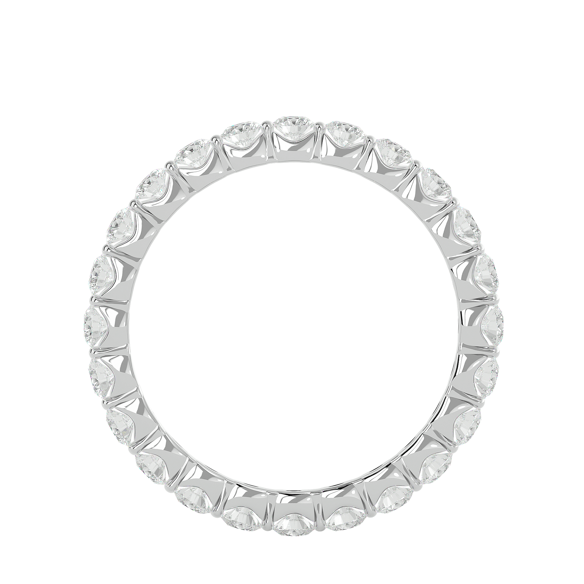 Elodie scalloped U-prong eternity band by Carat House Dubai showcasing a continuous row of sparkling gemstones on a gold band.