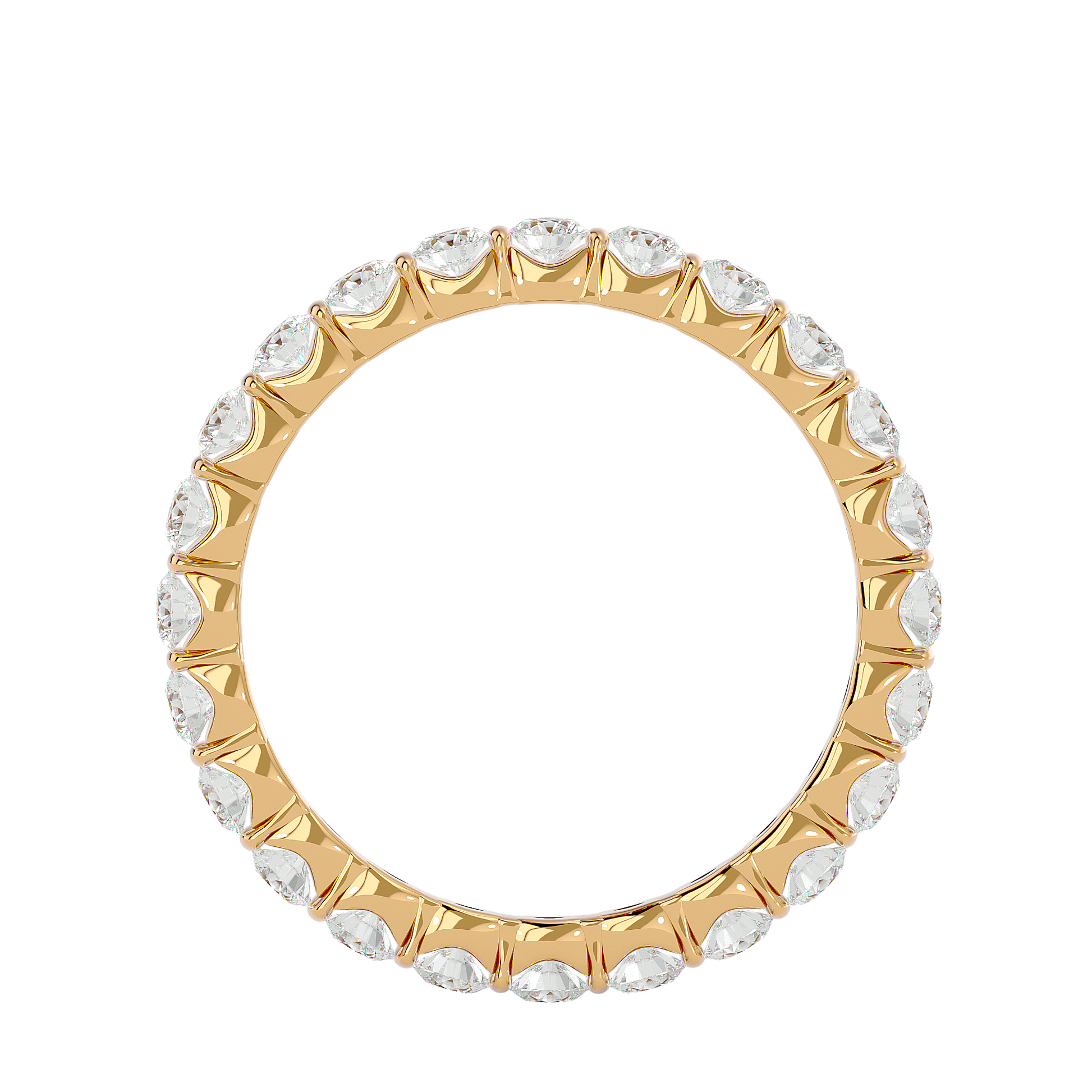 Elodie scalloped U-prong eternity band by Carat House Dubai featuring a continuous row of sparkling gemstones on a gold band.