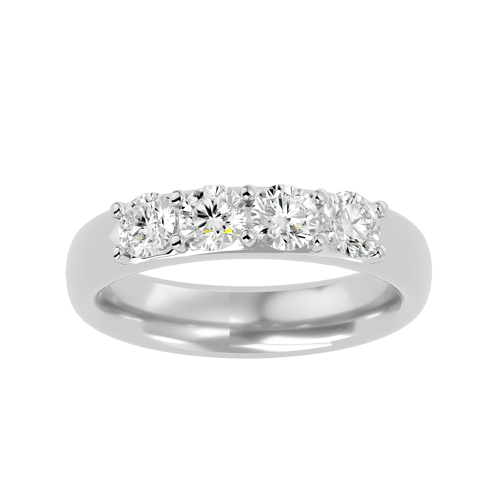 Isolde – The Four-Stone Diamond Band — women's diamond wedding ring — shared prong — lab grown diamond and natural diamond — 18k white gold and platinum — Carat House