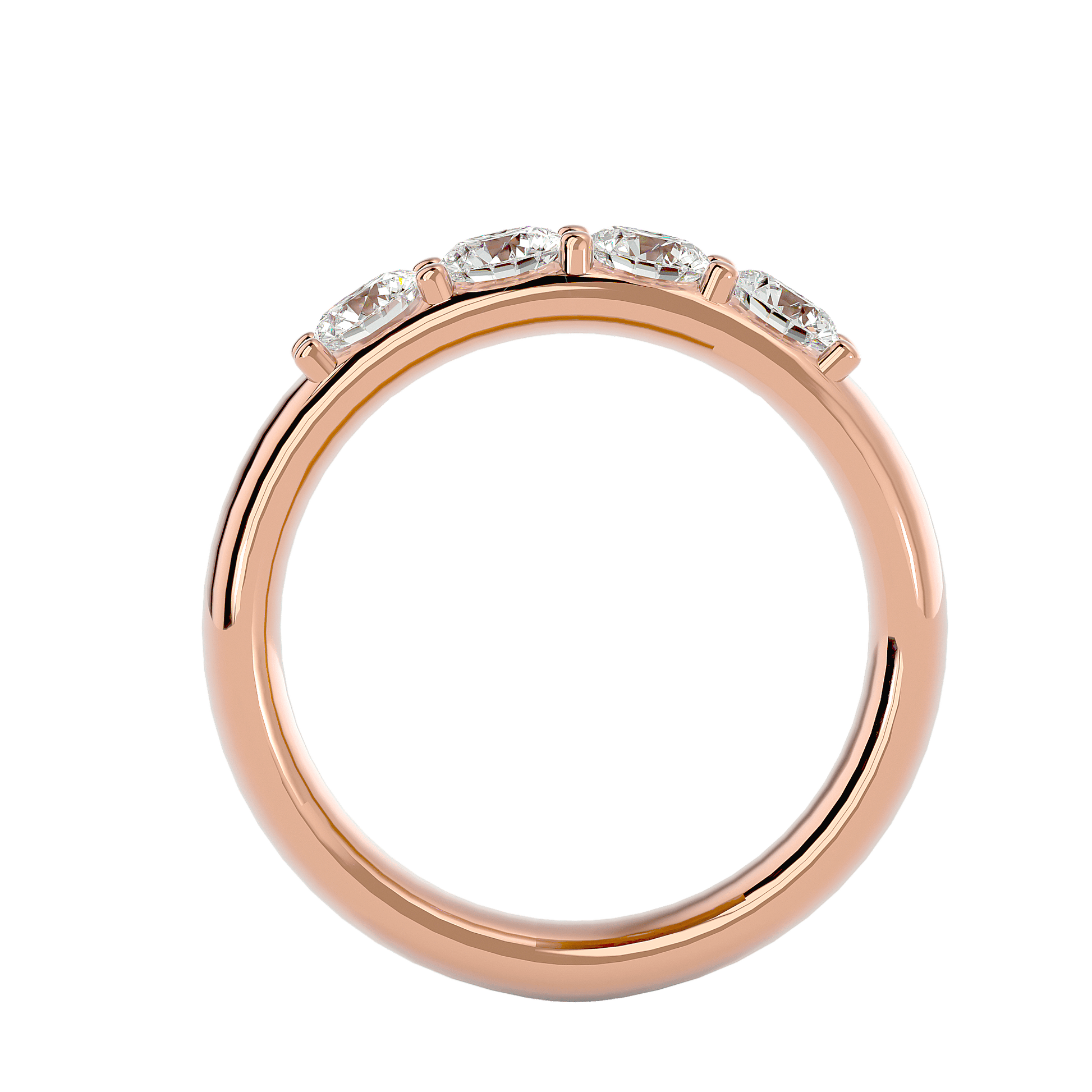 Isolde four-stone diamond band by Carat House Dubai featuring sparkling diamond accents on a sleek gold band.