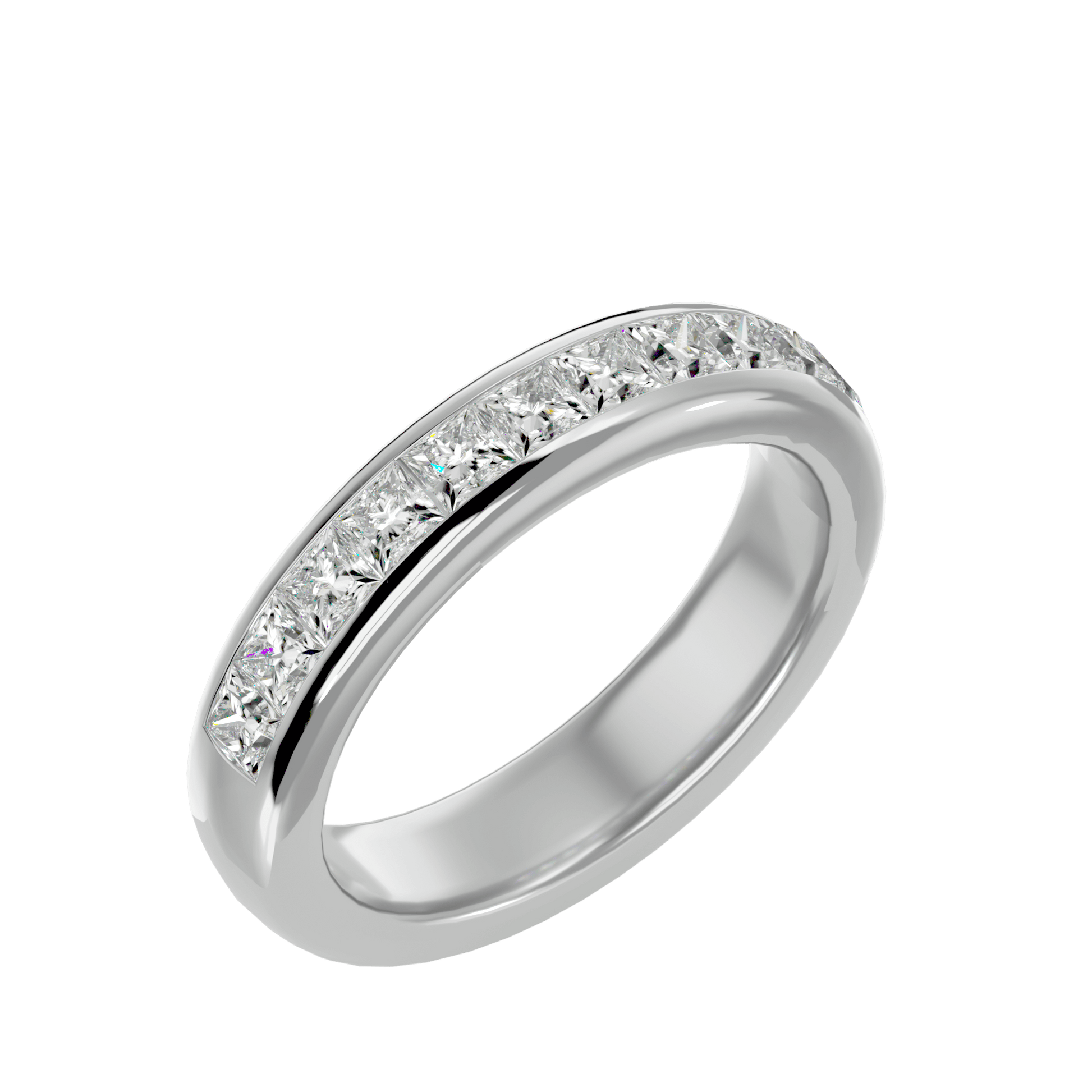 Carat House Dubai Juno princess-cut half-eternity channel set diamond band showing alternating sparkling stones and sleek gold setting