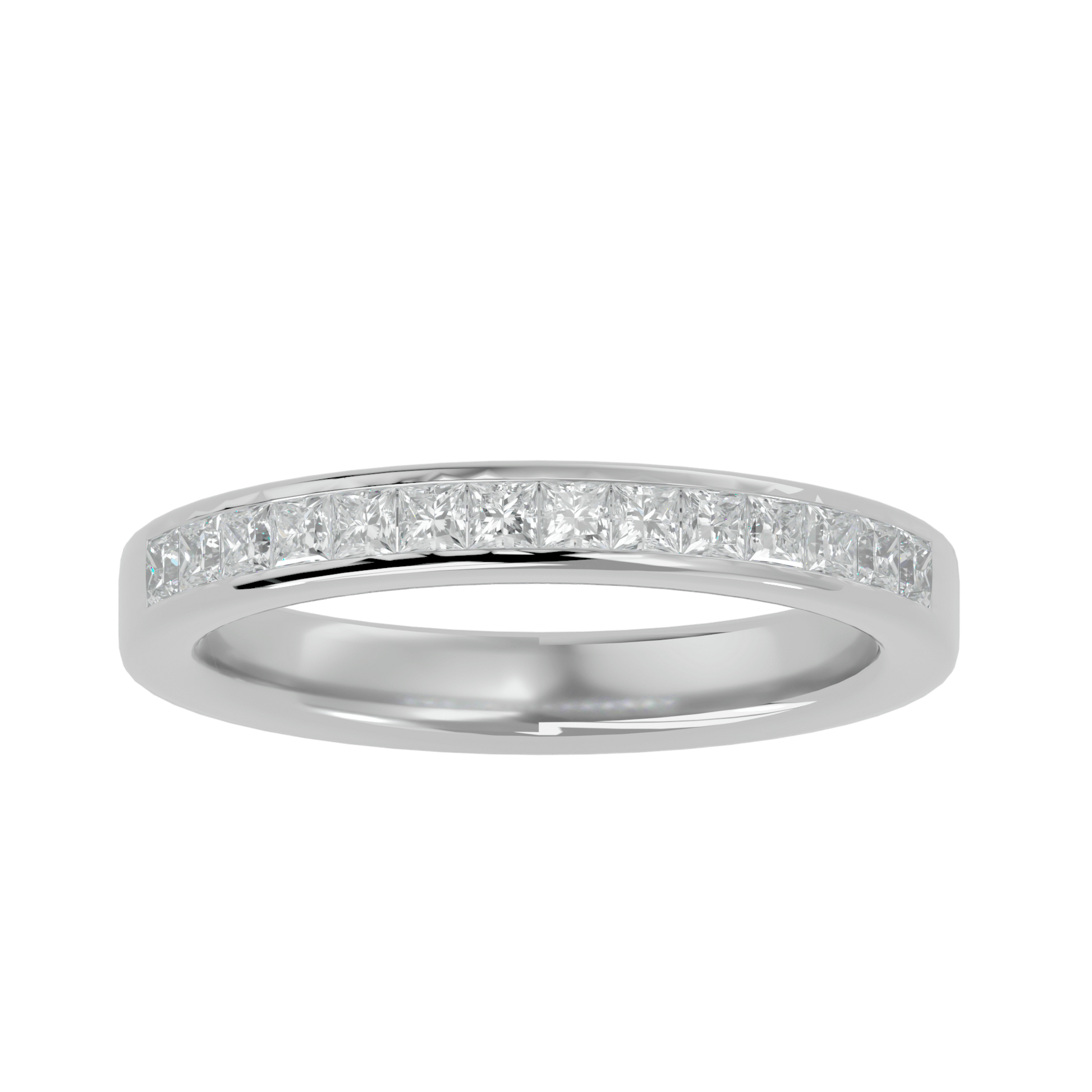 Gabriella – 1/3 Channel-Set Princess-Cut Diamond Band — women's diamond wedding ring — channel set — lab grown diamond and natural diamond — 18k white gold and platinum — Carat House