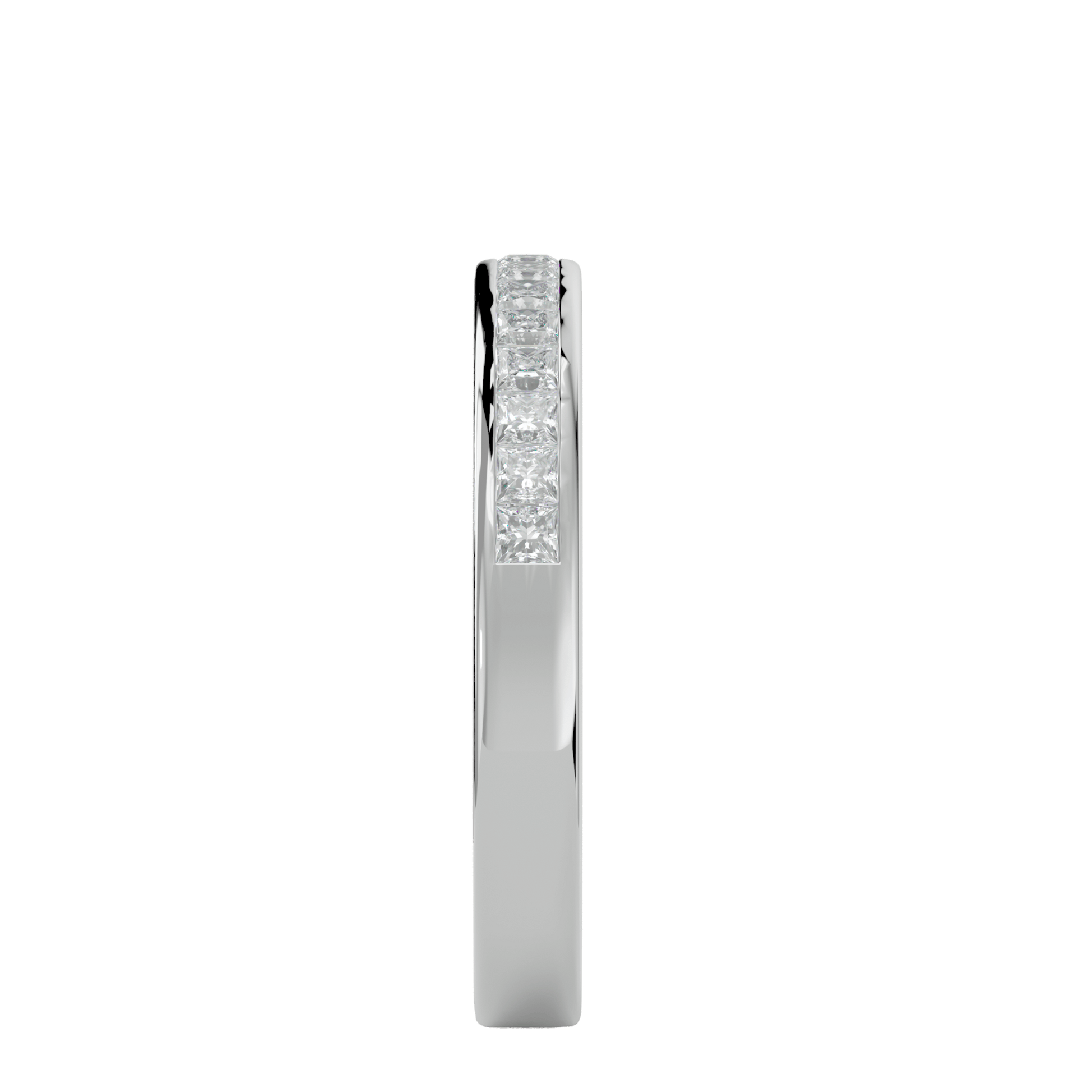 Gabriella 1/3 channel-set princess-cut diamond band by Carat House Dubai, showcasing sparkling diamond accents on a sleek gold band.