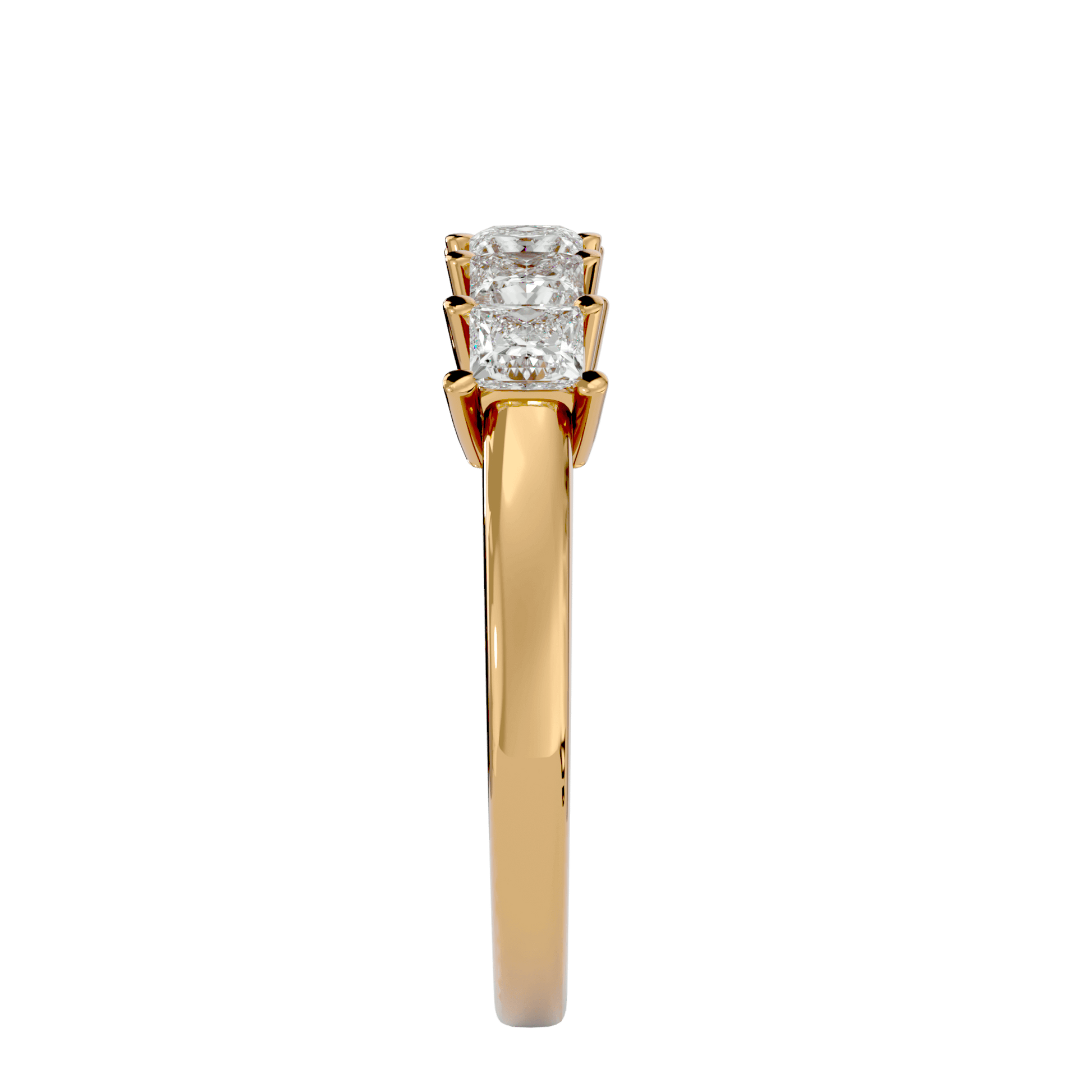 Fiorella five-stone princess cut basket setting ring by Carat House Dubai, showcasing sparkling gemstones in a silver band.