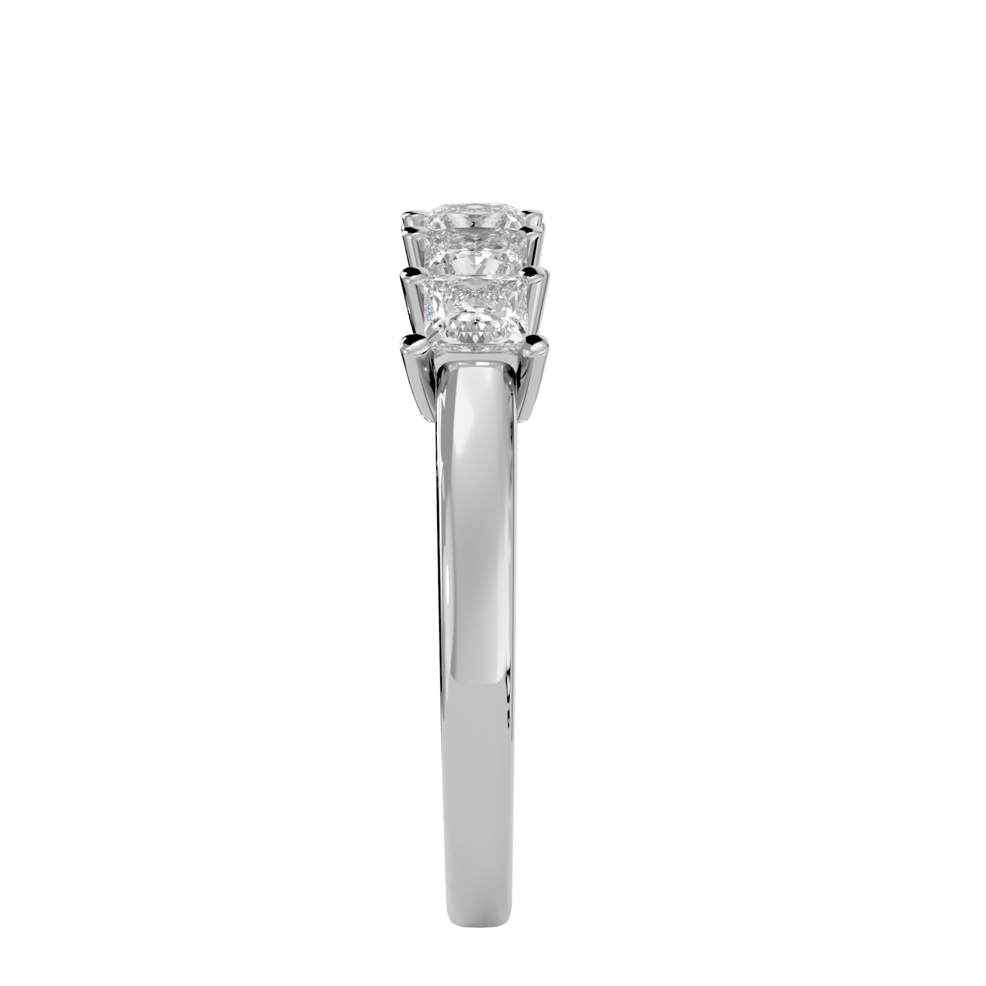Fiorella five-stone princess cut diamond ring in a basket setting by Carat House Dubai, showcasing sparkling gemstones and elegant design.