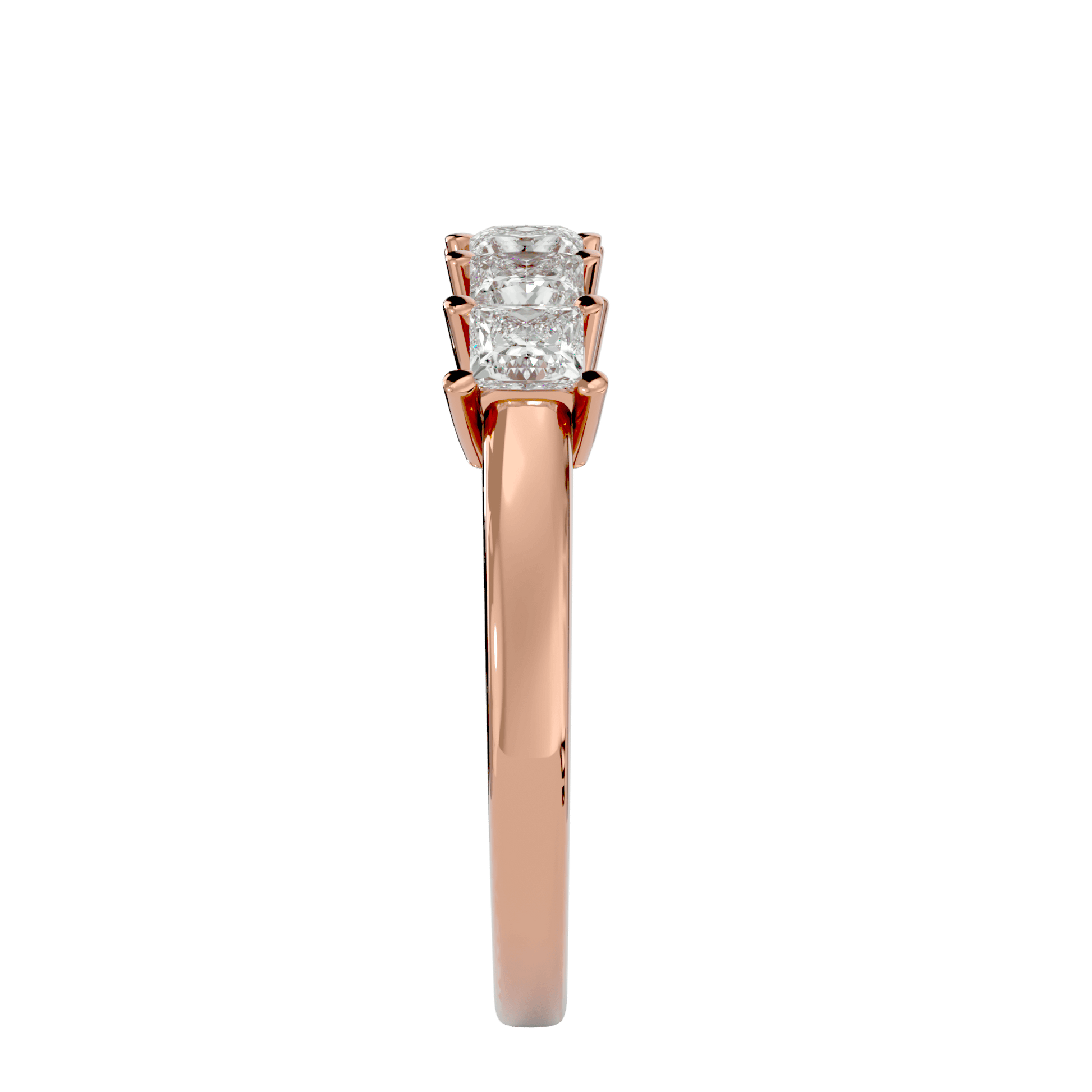 Fiorella five-stone princess cut basket setting ring by Carat House Dubai, featuring sparkling gemstones in a detailed silver band.