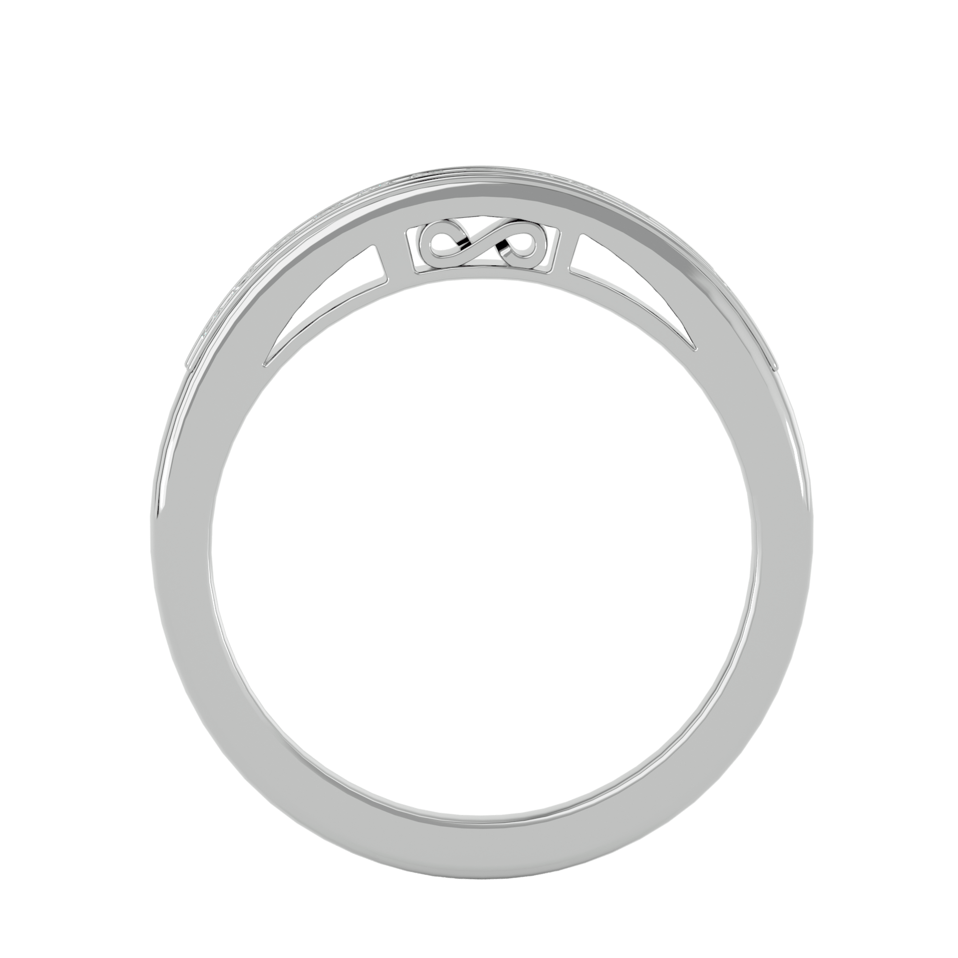 Elisa 1/3 channel-set princess band with intricate filigree detailing, crafted by Carat House Dubai, displayed on a white background.