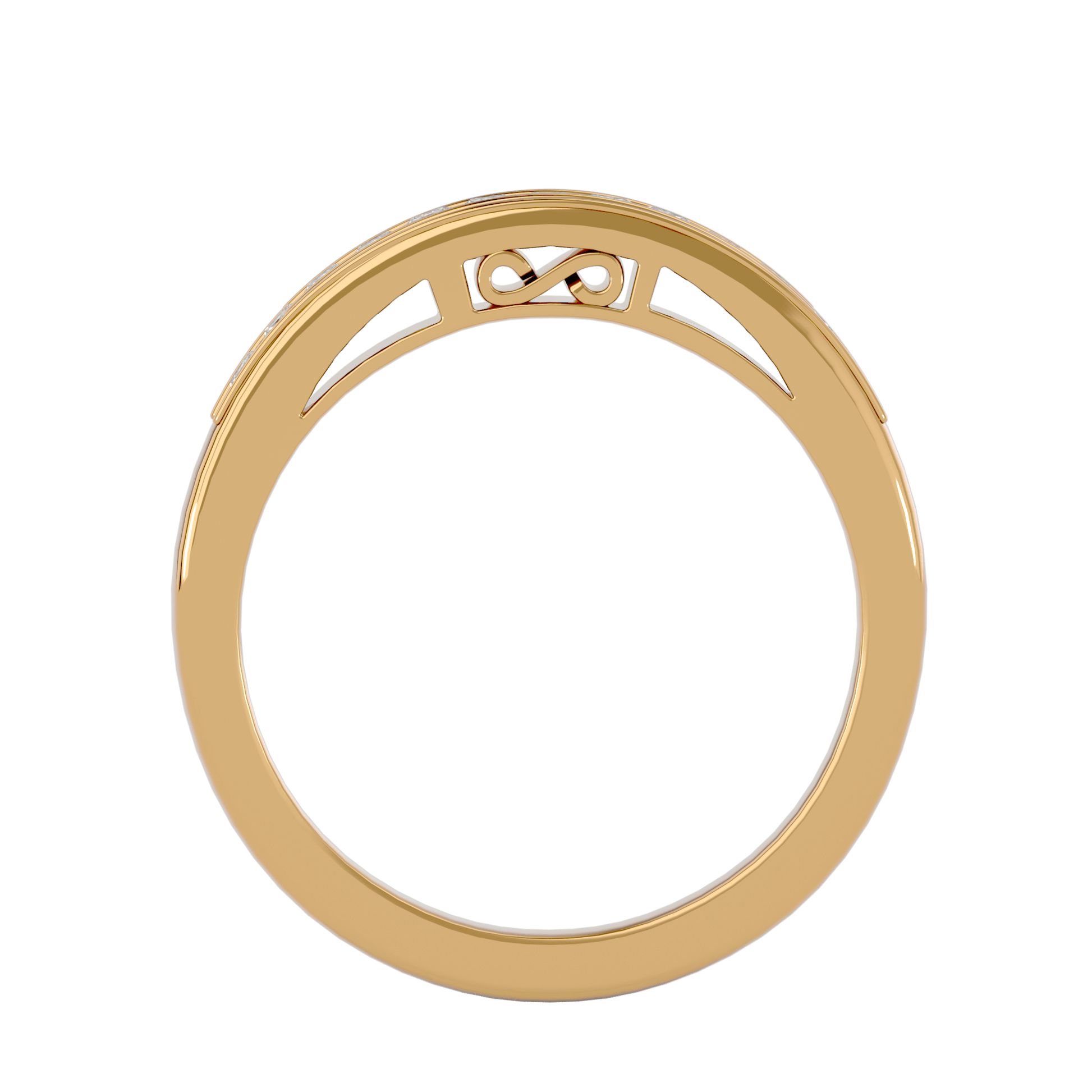 Elisa 1/3 channel-set princess band with filigree detailing, crafted by Carat House Dubai, showcasing elegant gold jewelry design